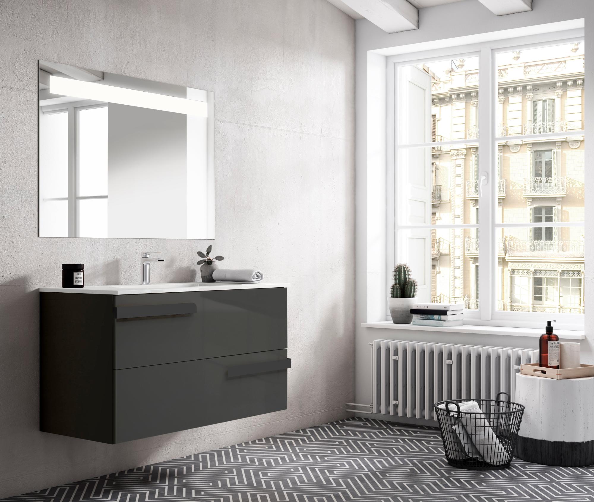 Mueble de baño con lavabo Soho grafito 100x45 cm | Leroy Merlin
