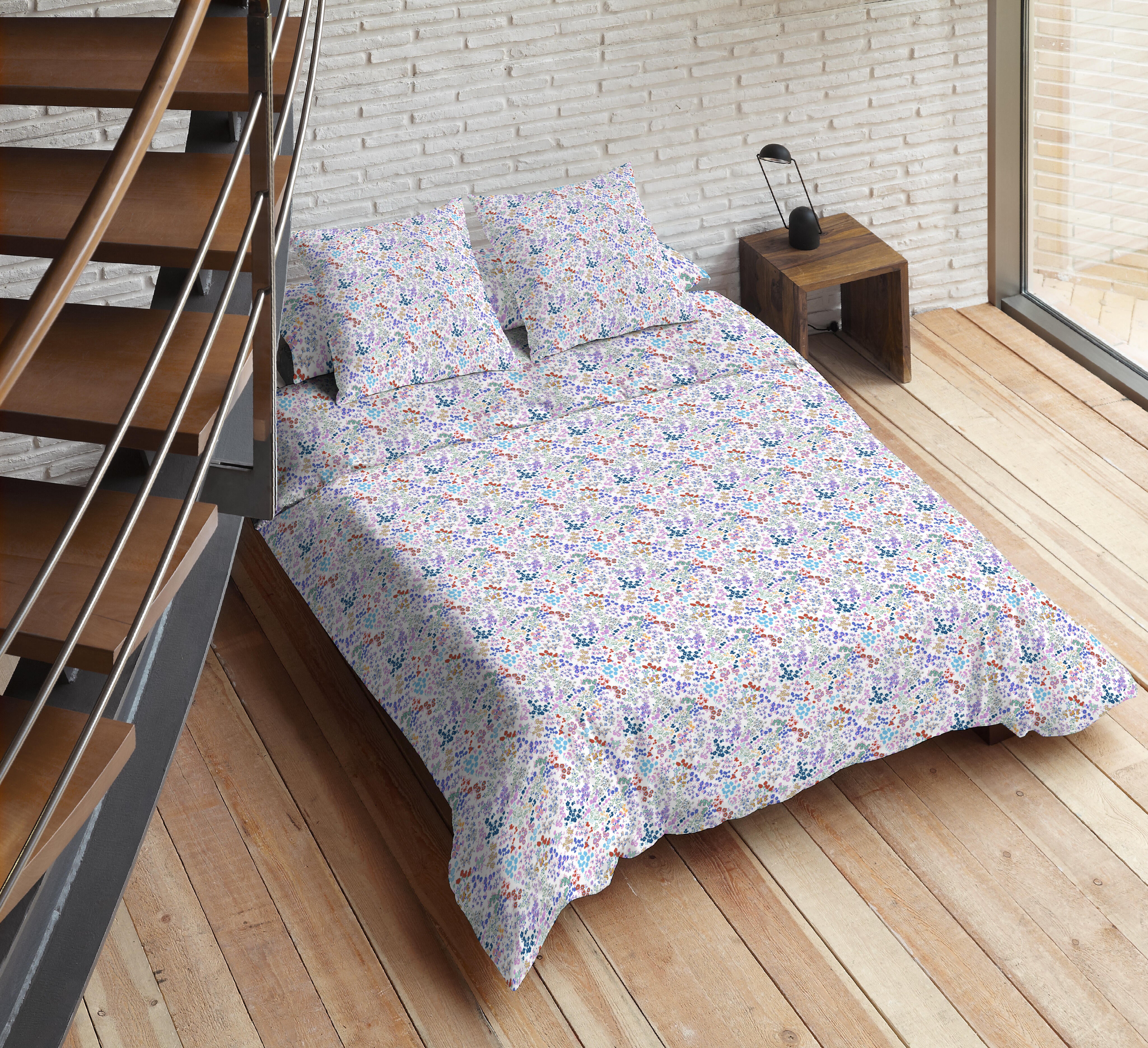 Funda nórdica Alison floral percal 180 hilos multicolor malva para cama de  90 cm