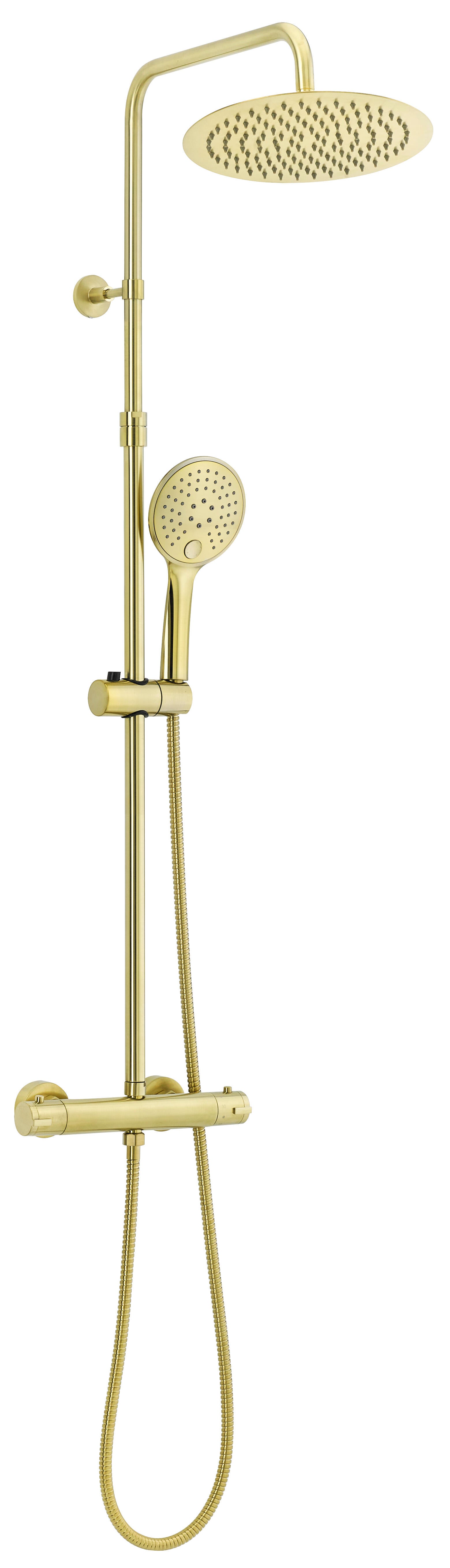 Columna de ducha termostática mtk elegance amarillo/dorado cepillado