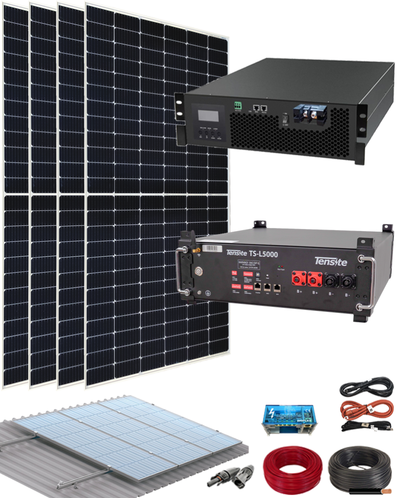 Kit solar aislada caseta 3000w 10kwh/día con batería de litio