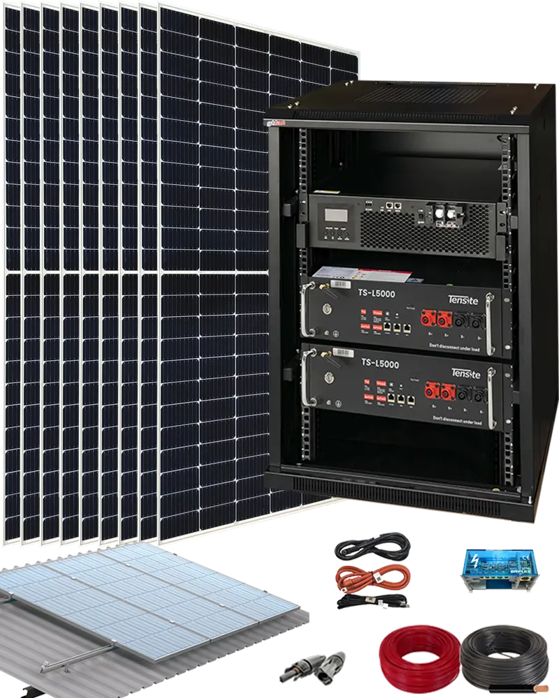Kit solar aislada 5000w 20kwh/día con batería de litio en rack