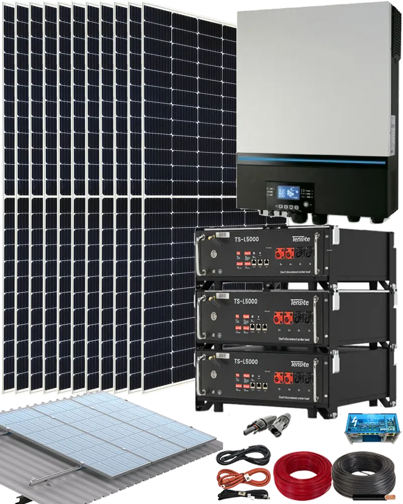 Kit solar aislada 8000w 40kwh/día con batería de litio