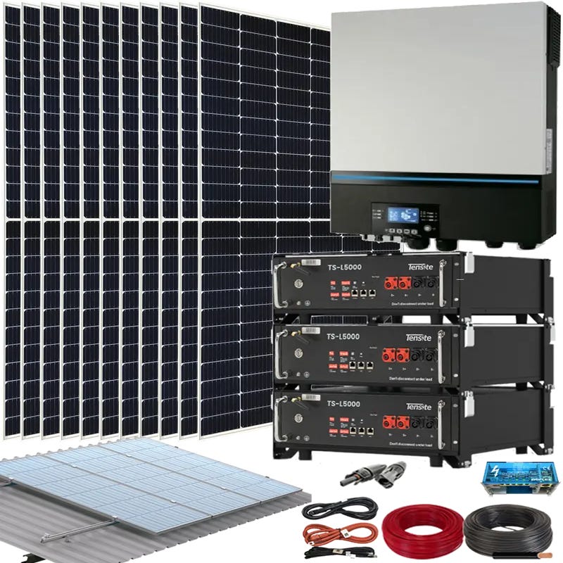 Kit Solar Fotovoltaico 16 kWh/dia con baterías de LITIO 14 kWh
