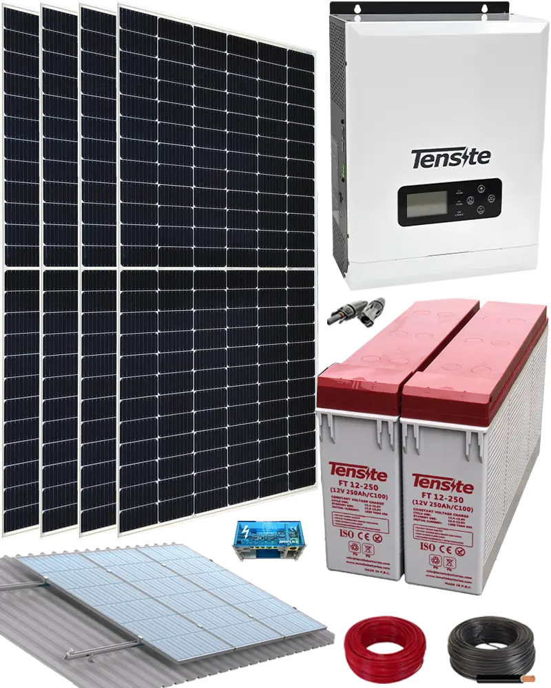 Kit solar aislada caseta 3000w 10kwh/día con batería agm