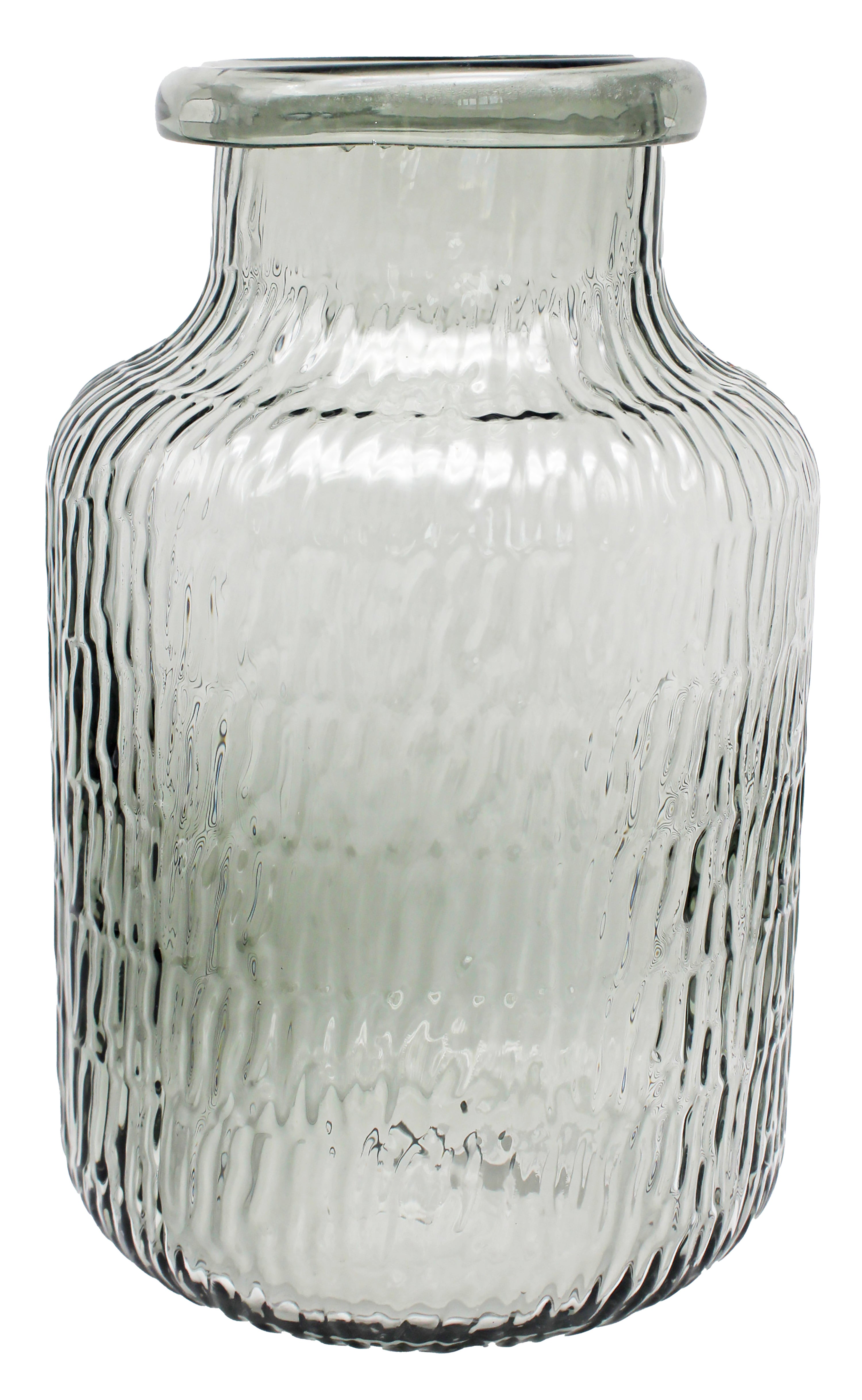 Jarrón botella de vidrio gris / plata 21.5x34 cm