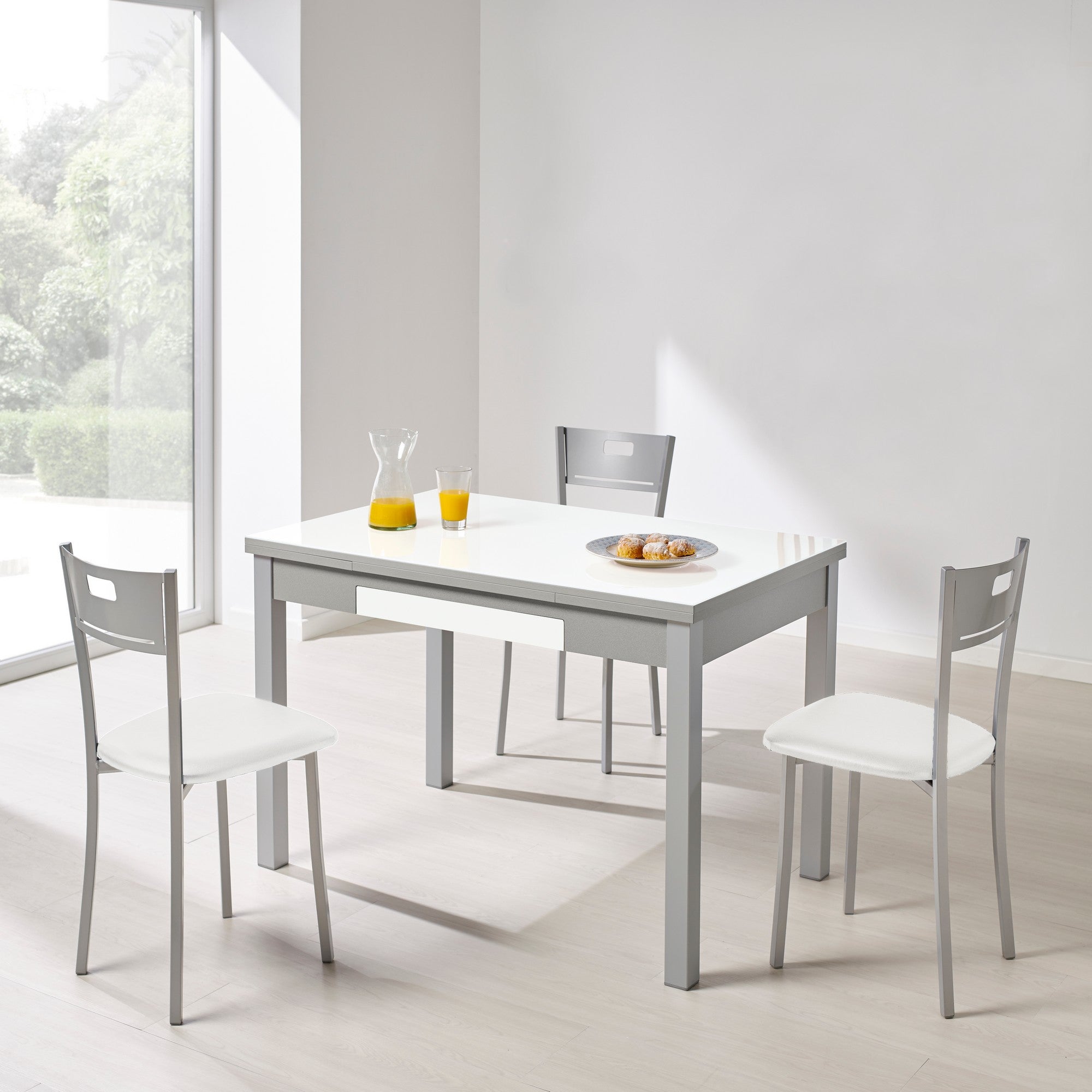 Conjunto mesa alba 90x50 cm extensible con 4 asientos