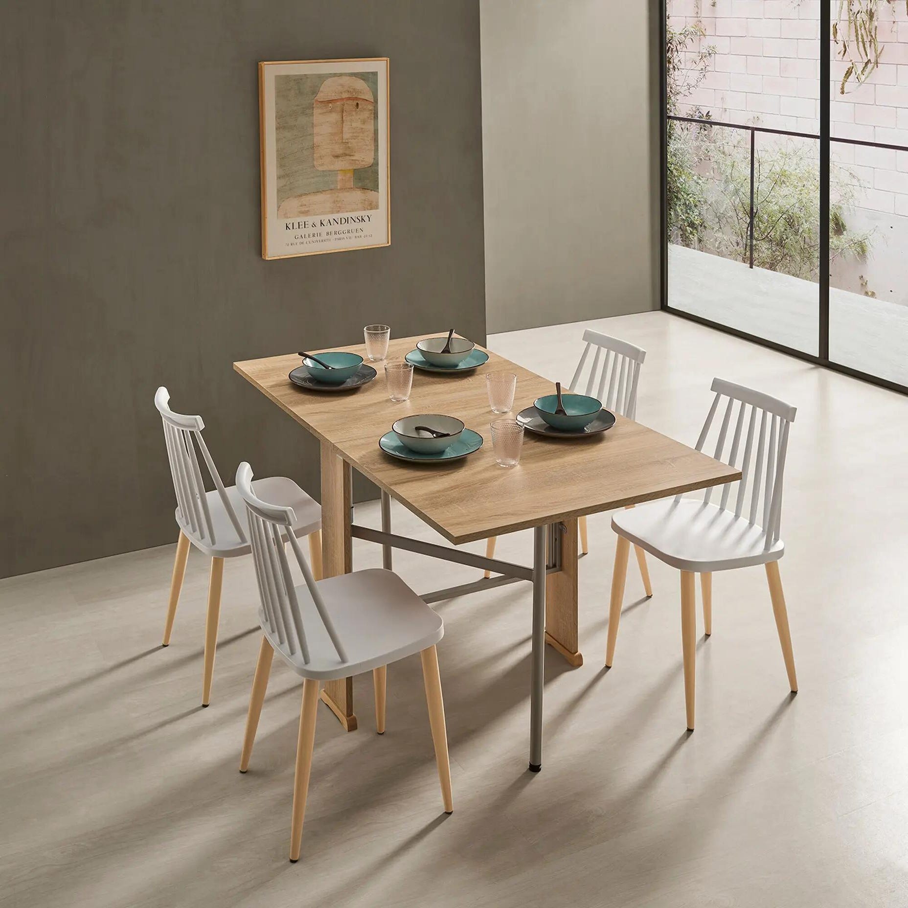 Conjunto de mesa plegable con cuatro sillas para comedor fabricado