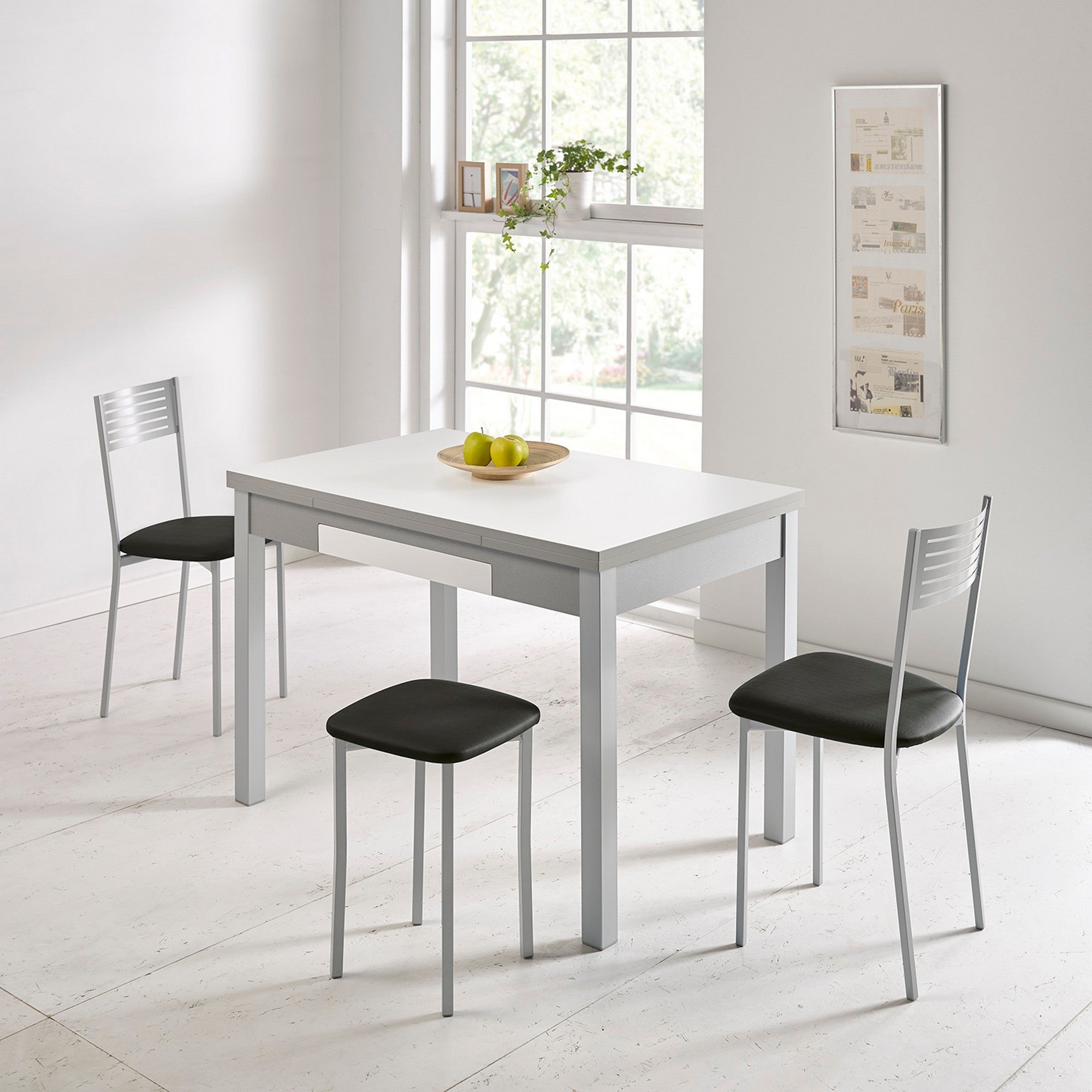 Conjunto mesa meri 90x50 cm extensible con 4 asientos