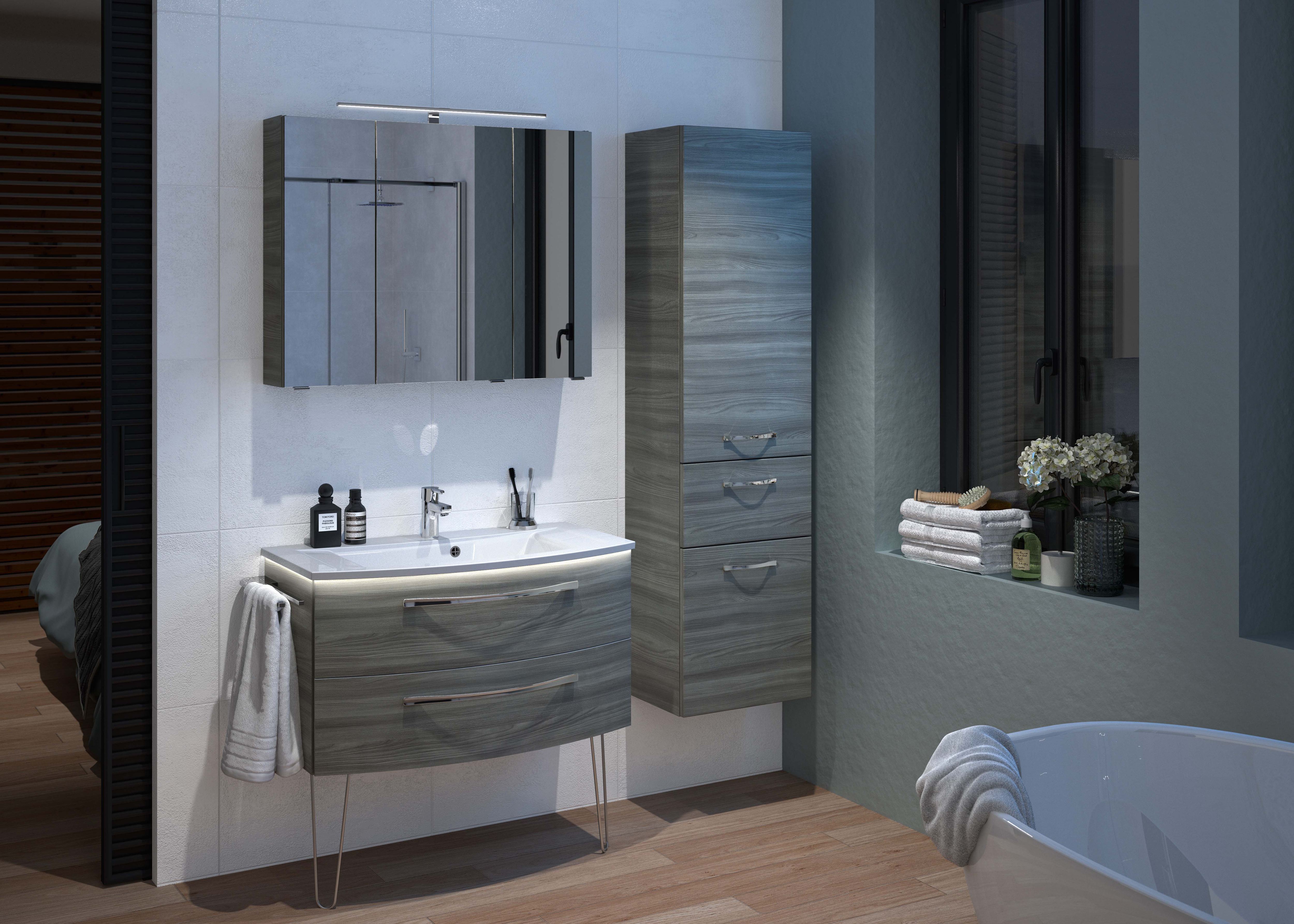 Mueble de baño con lavabo image gris 90x48 cm