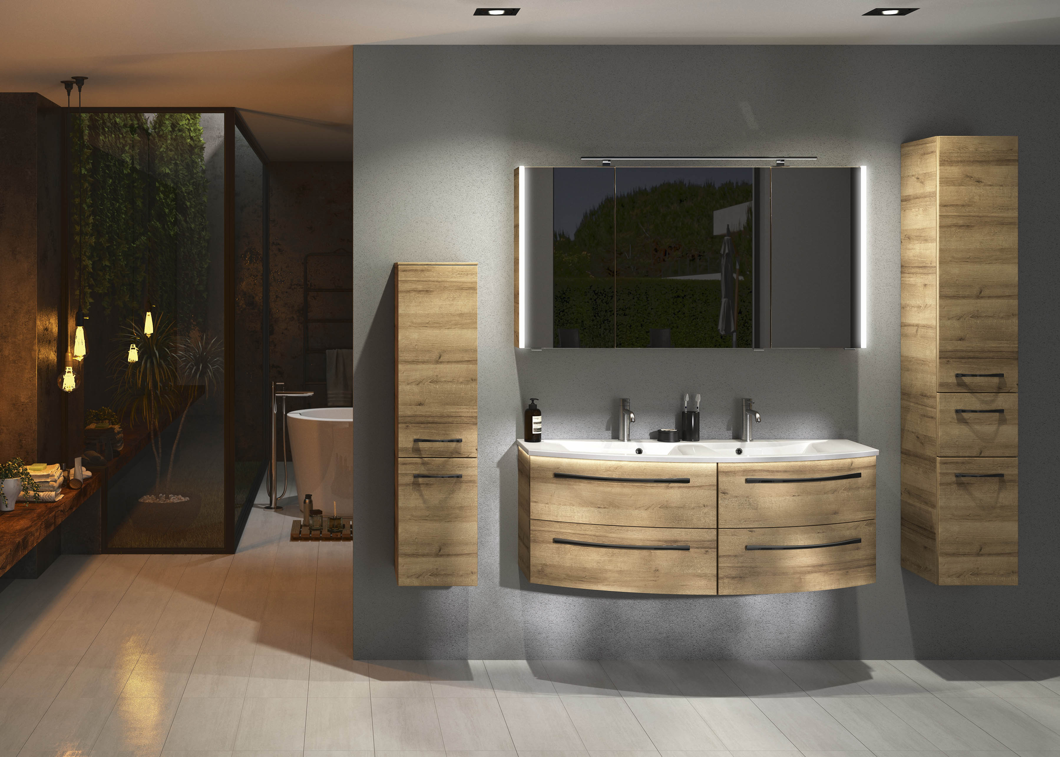 Mueble de baño con lavabo image roble 130x48 cm