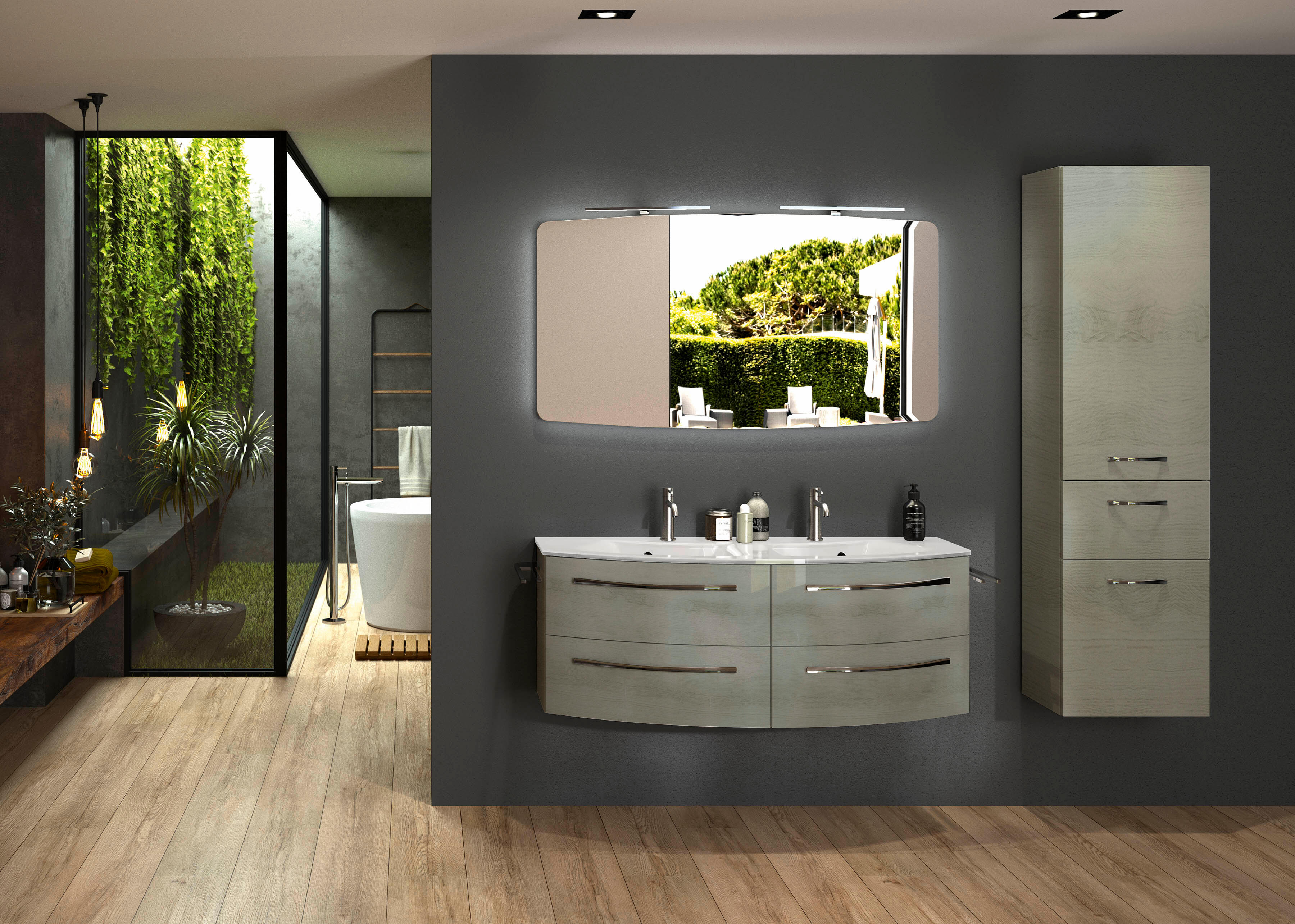 Mueble de baño con lavabo image roble blanqueado 130x48 cm