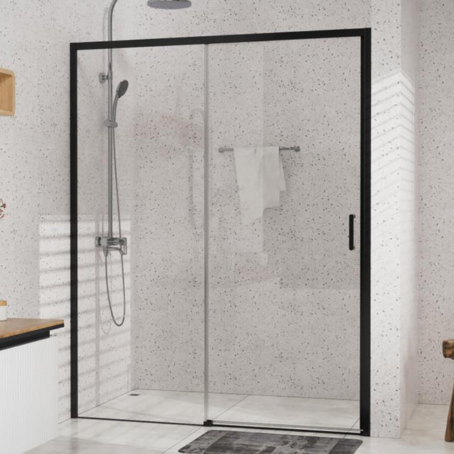 Mampara de ducha en esquina 2 fijos + 2 puertas correderas. Serigrafía –  Akuova