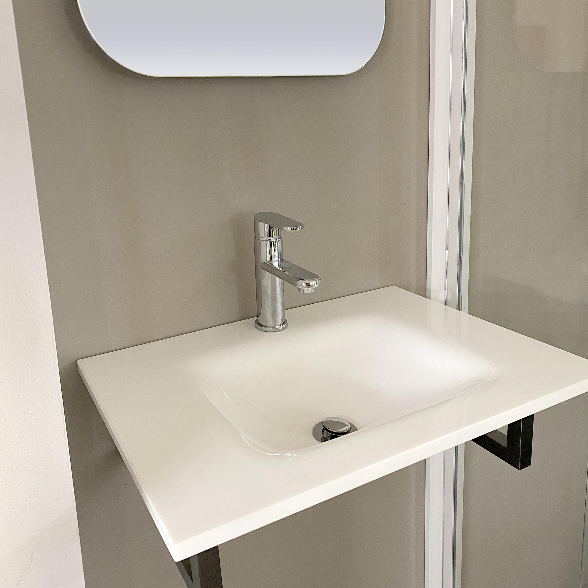 Pack lavabo de cristal 61x46 cm + grifo+ válvula