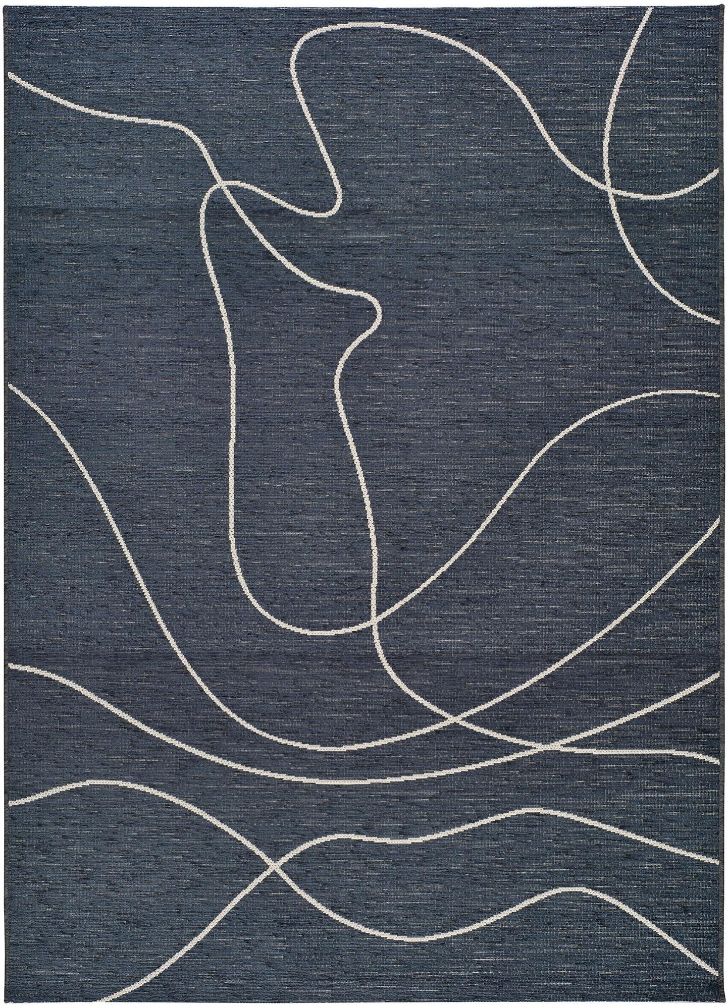 Alfombra pie de cama exterior/interior polipropileno doodle azul 57x110cm