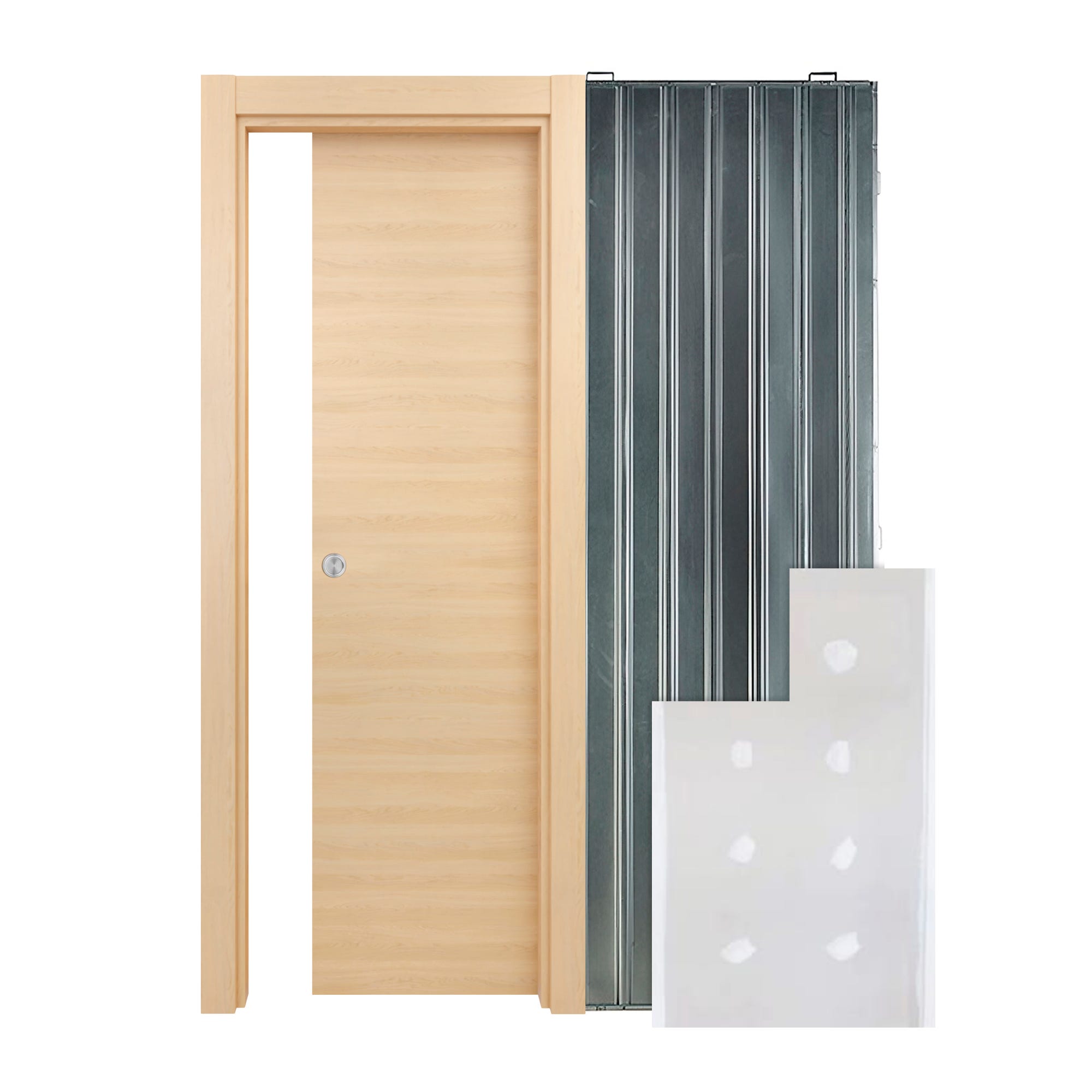 Kit puerta de madera melaminica con marco veta vertical color