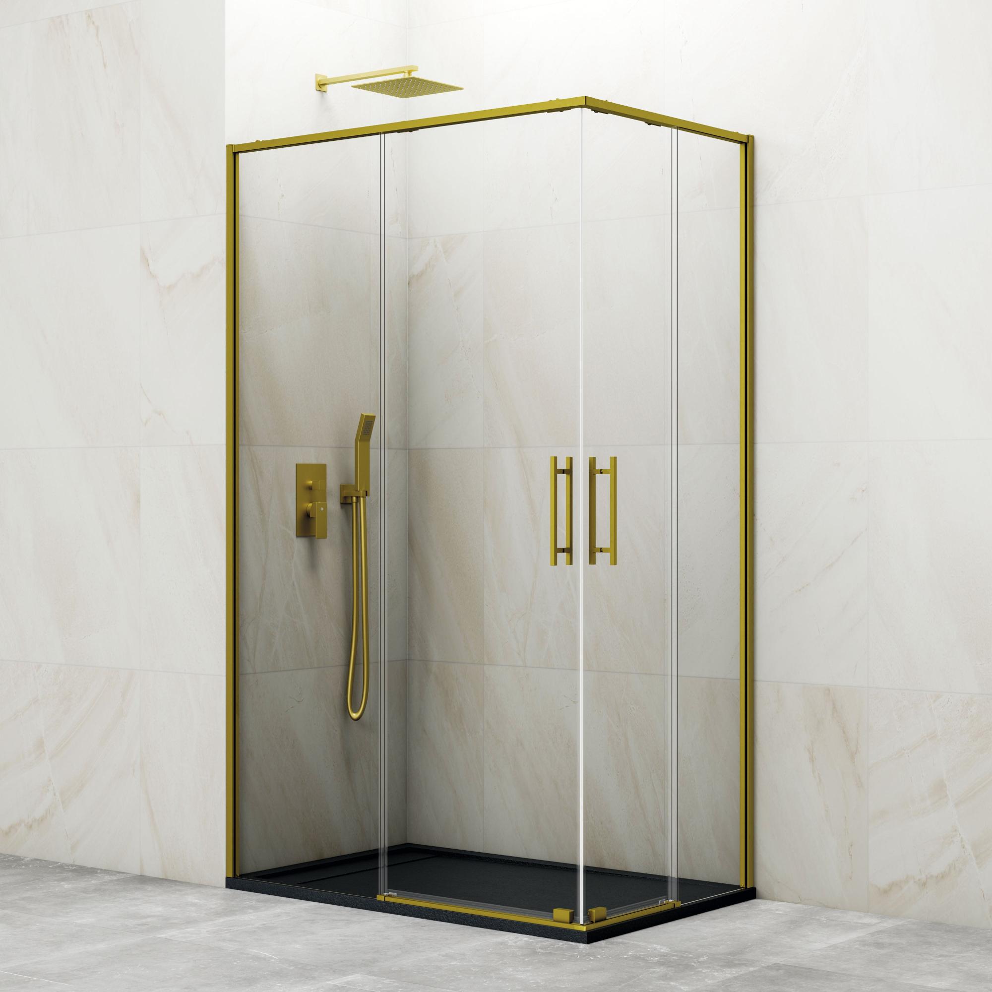 Mampara slim transparente perfil oro 100x75 cm de la marca GME Mampara slim transparente perfil oro 100x75 cm de la marca GME