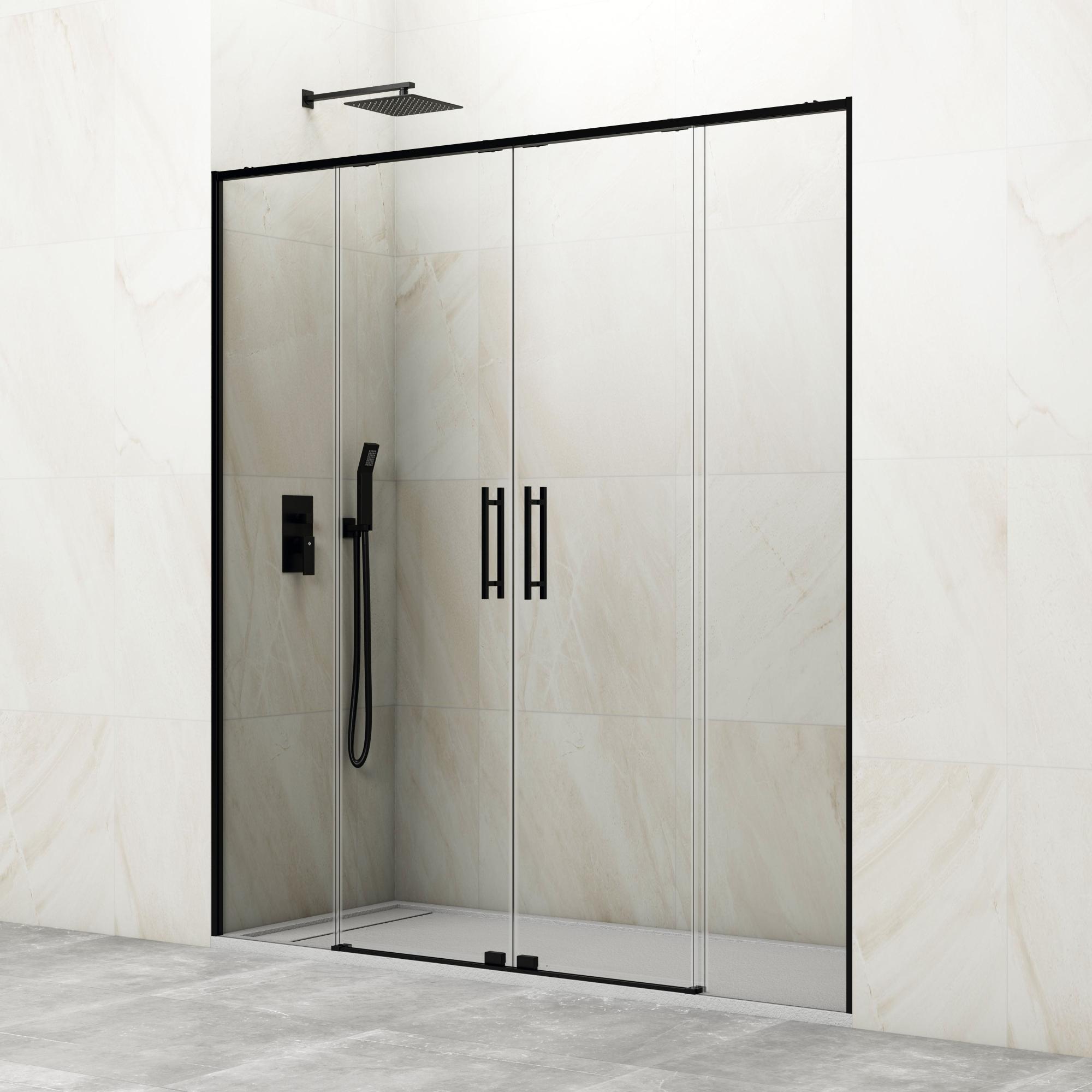 Mampara corredera slim transparente perfil negro 151x195 cm de la marca GME