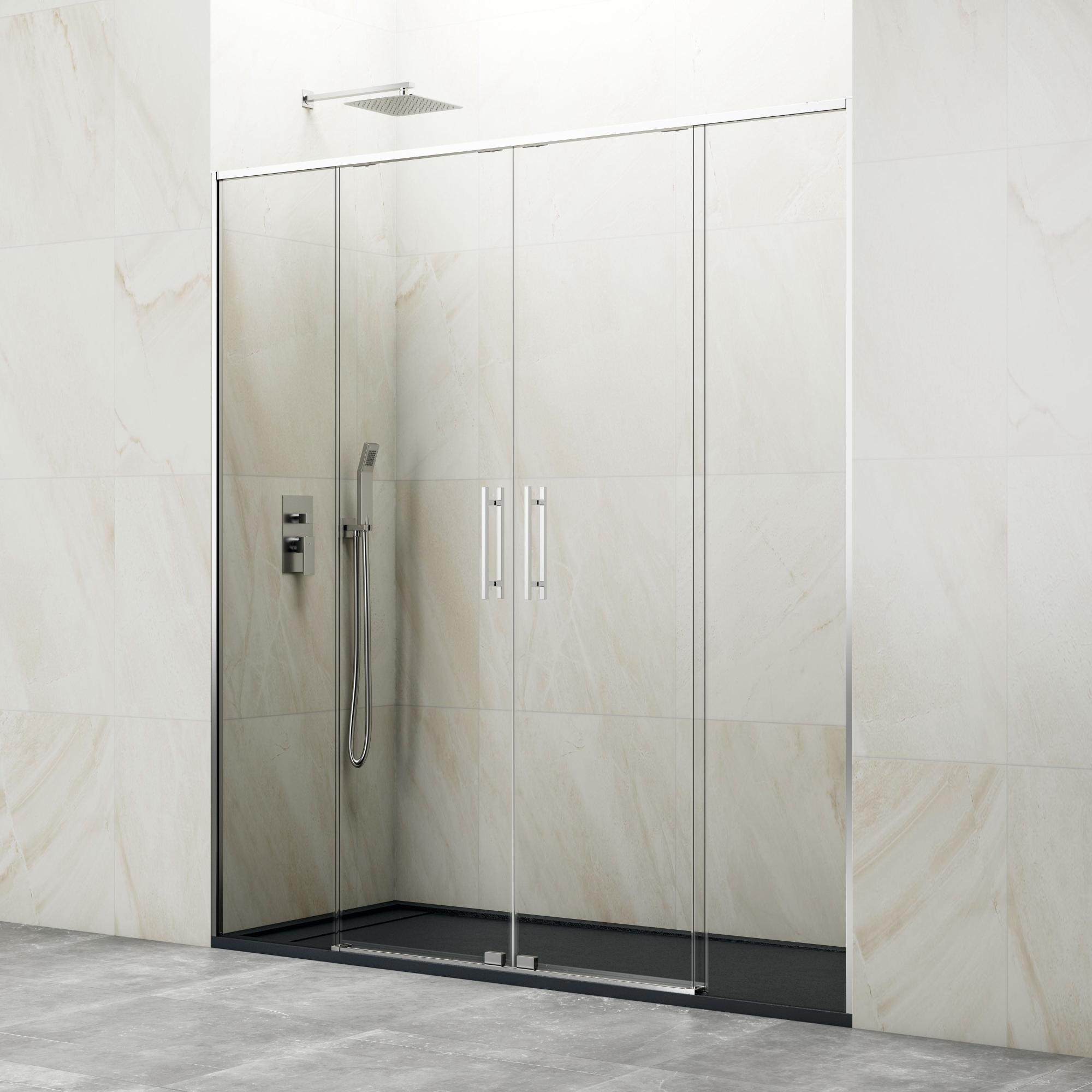 Mampara corredera slim transparente perfil cromado 161x195 cm de la marca GME