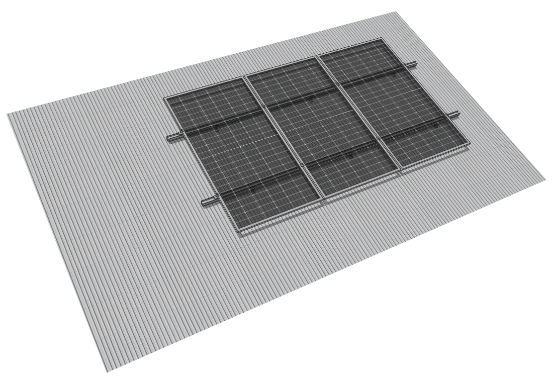 Estructura falcat coplanar para 3 paneles solares