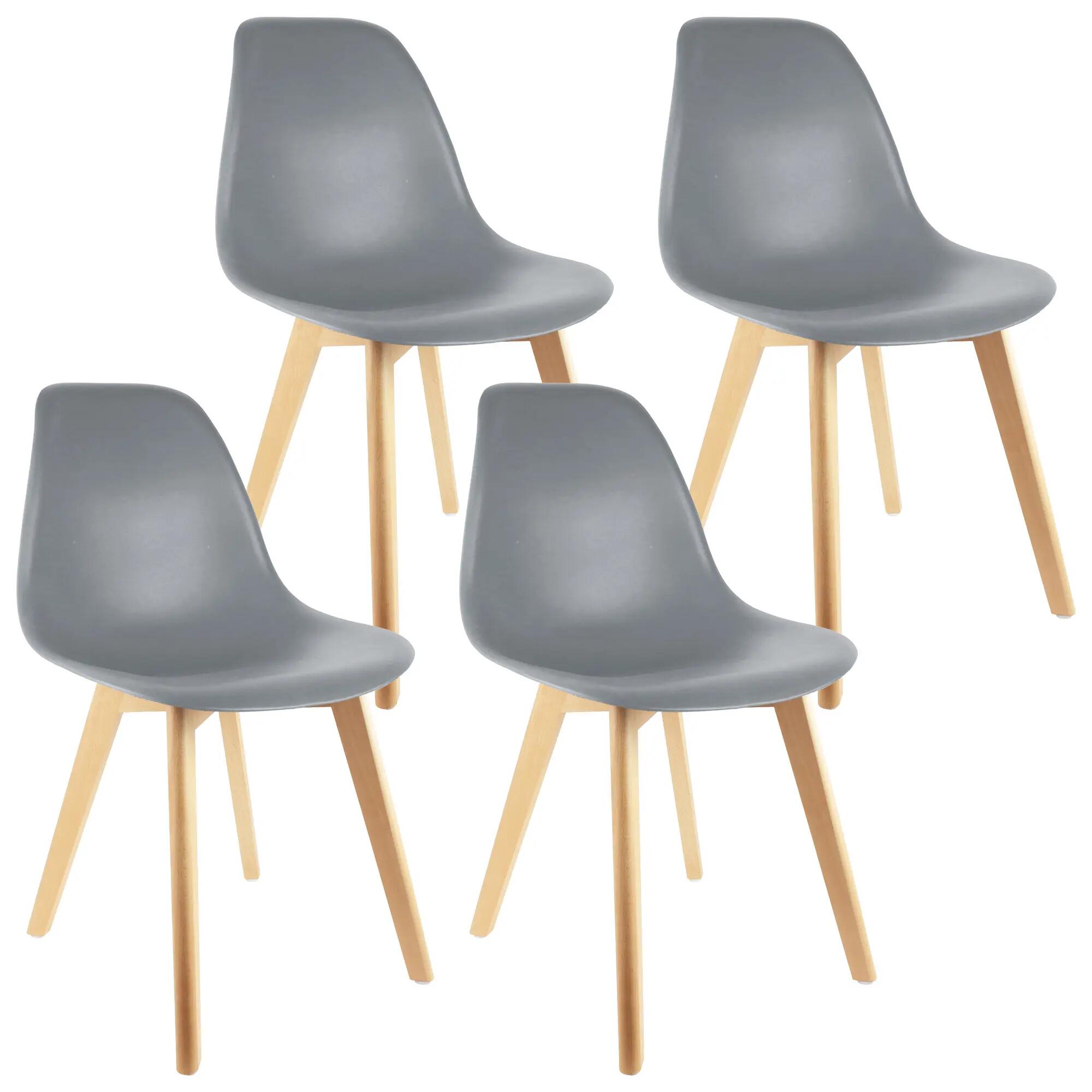 Set de 4 sillas stockholm de madera en color gris plata cmp 83x46,3x50cm