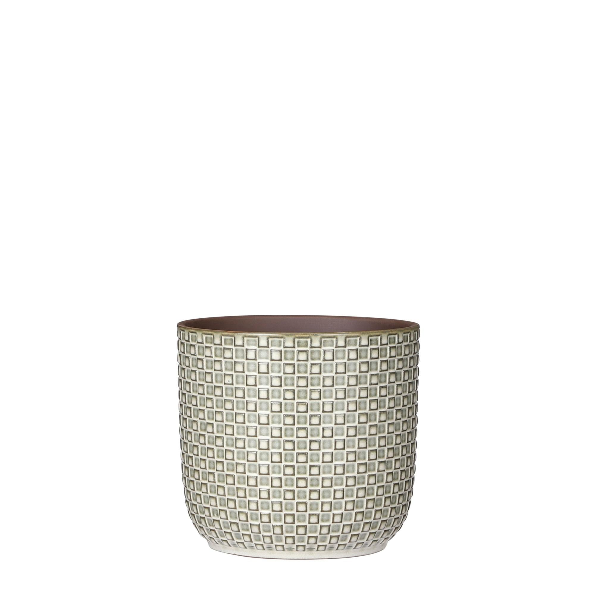 Maceta red daan de cerámica blanco 16cm de la marca MICA DECORATIONS