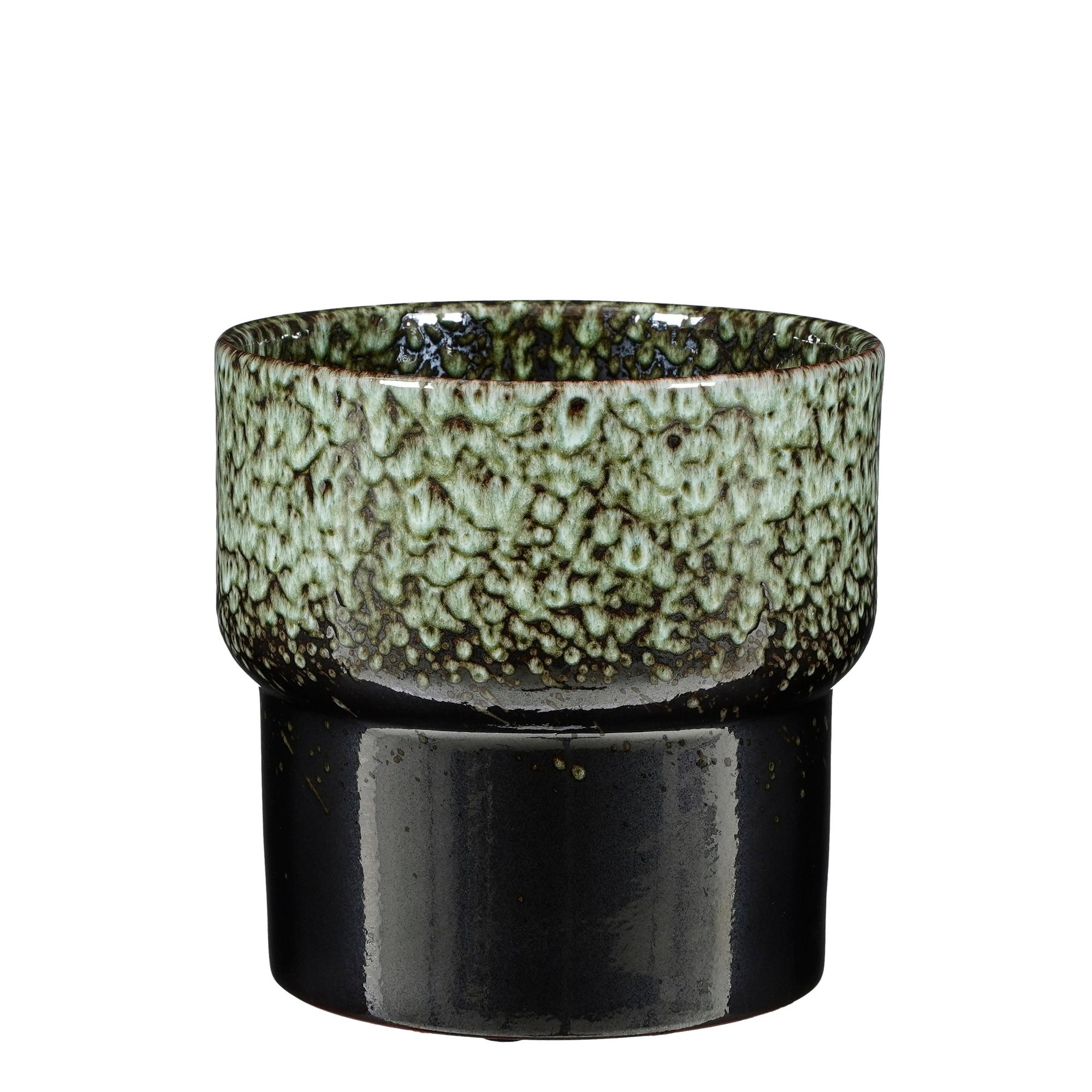 Maceta red obidos de gres verde 14cm de la marca MICA DECORATIONS Maceta red obidos de gres verde 14cm de la marca MICA DECORATIONS