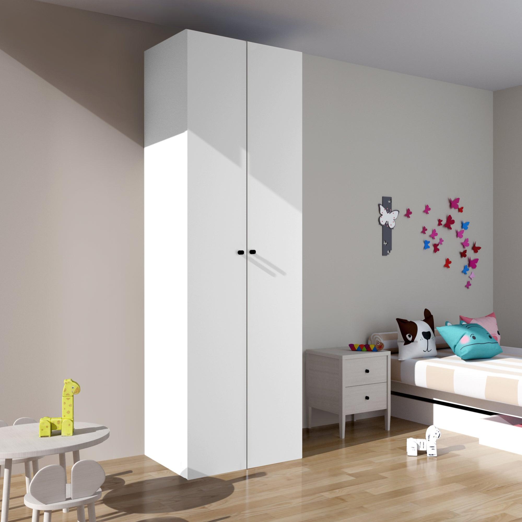 Armario ropero puerta abatible mallorca blanco 80x240x60 cm