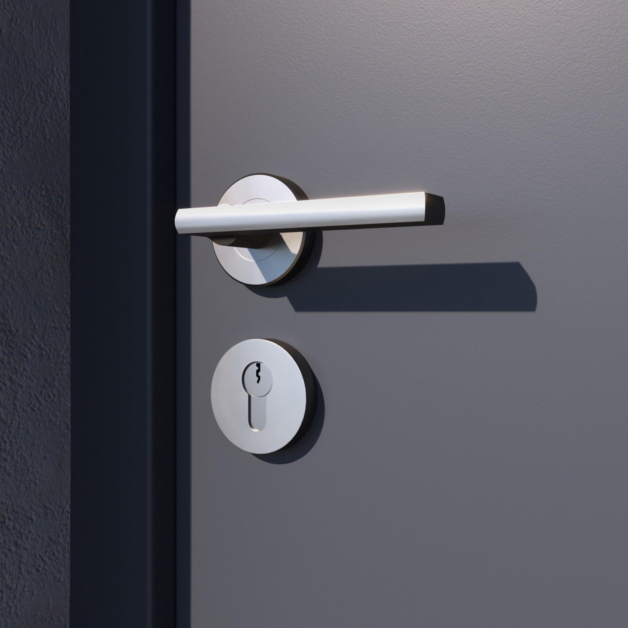 Roseta de puerta interior con bocallave inspire serie lee en níquel satinado