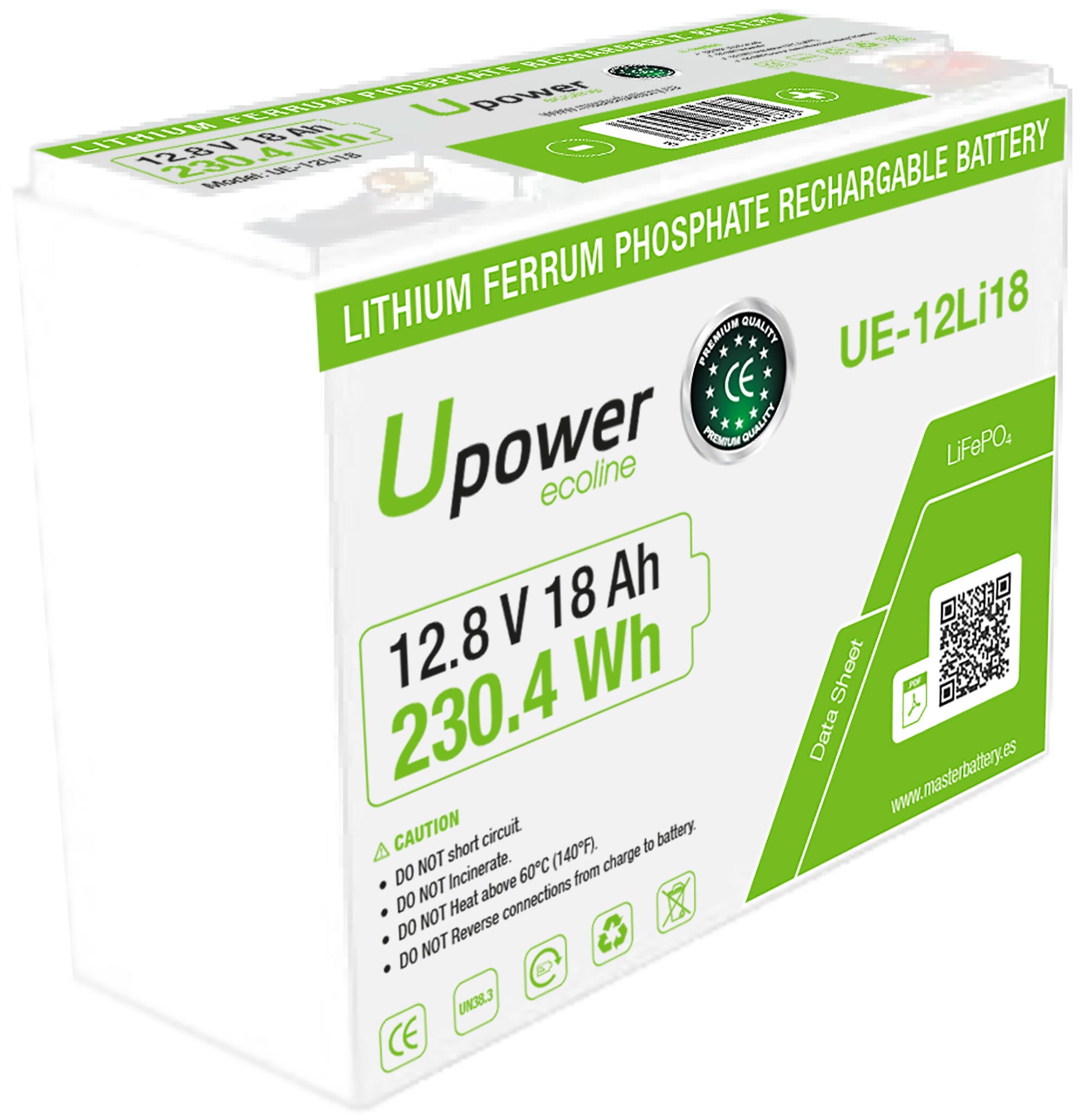 Batería para energía solar upower 18ah 12.8v de 18ah y 12v