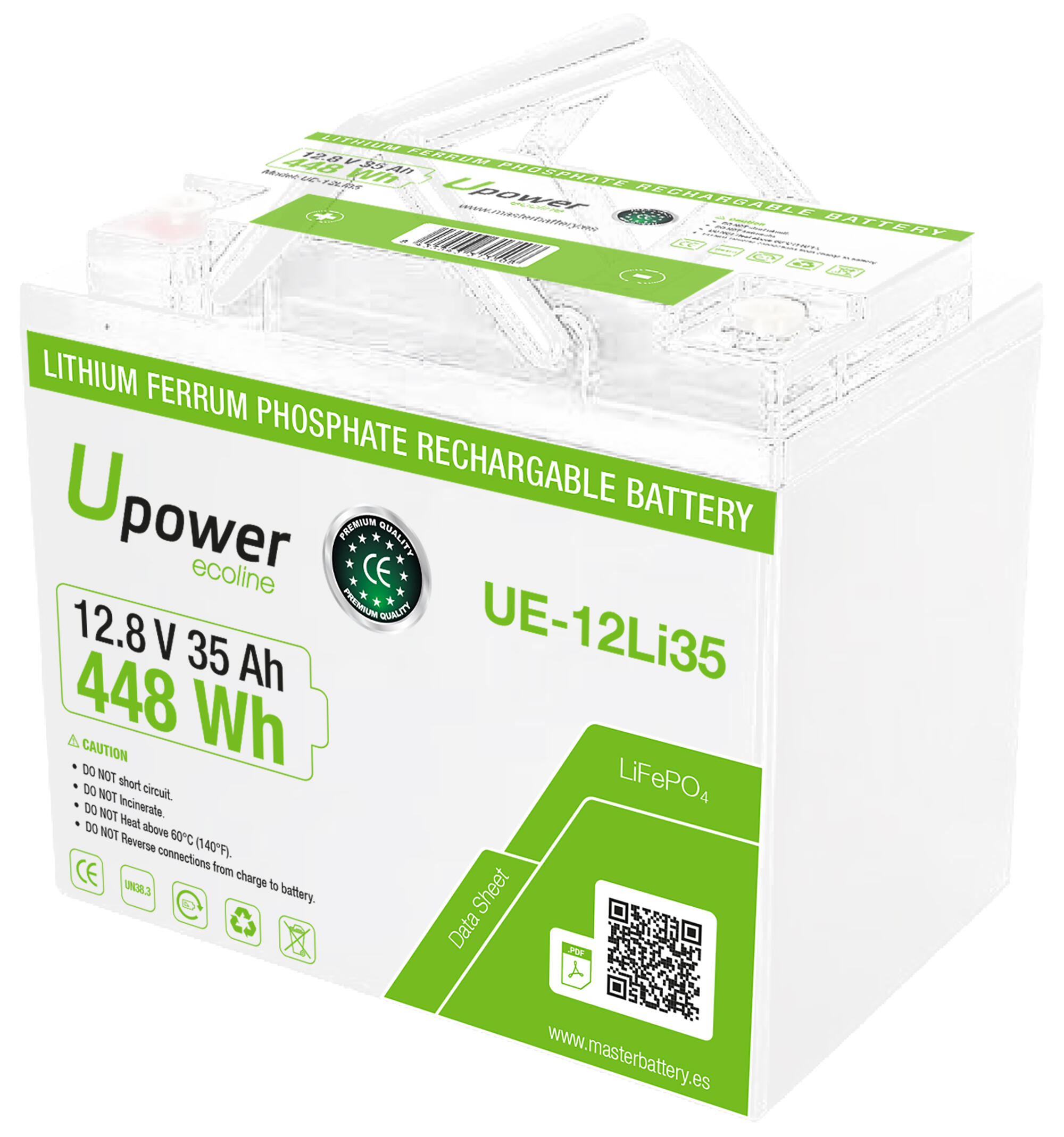Batería solar lfp upower 35ah 12.8v