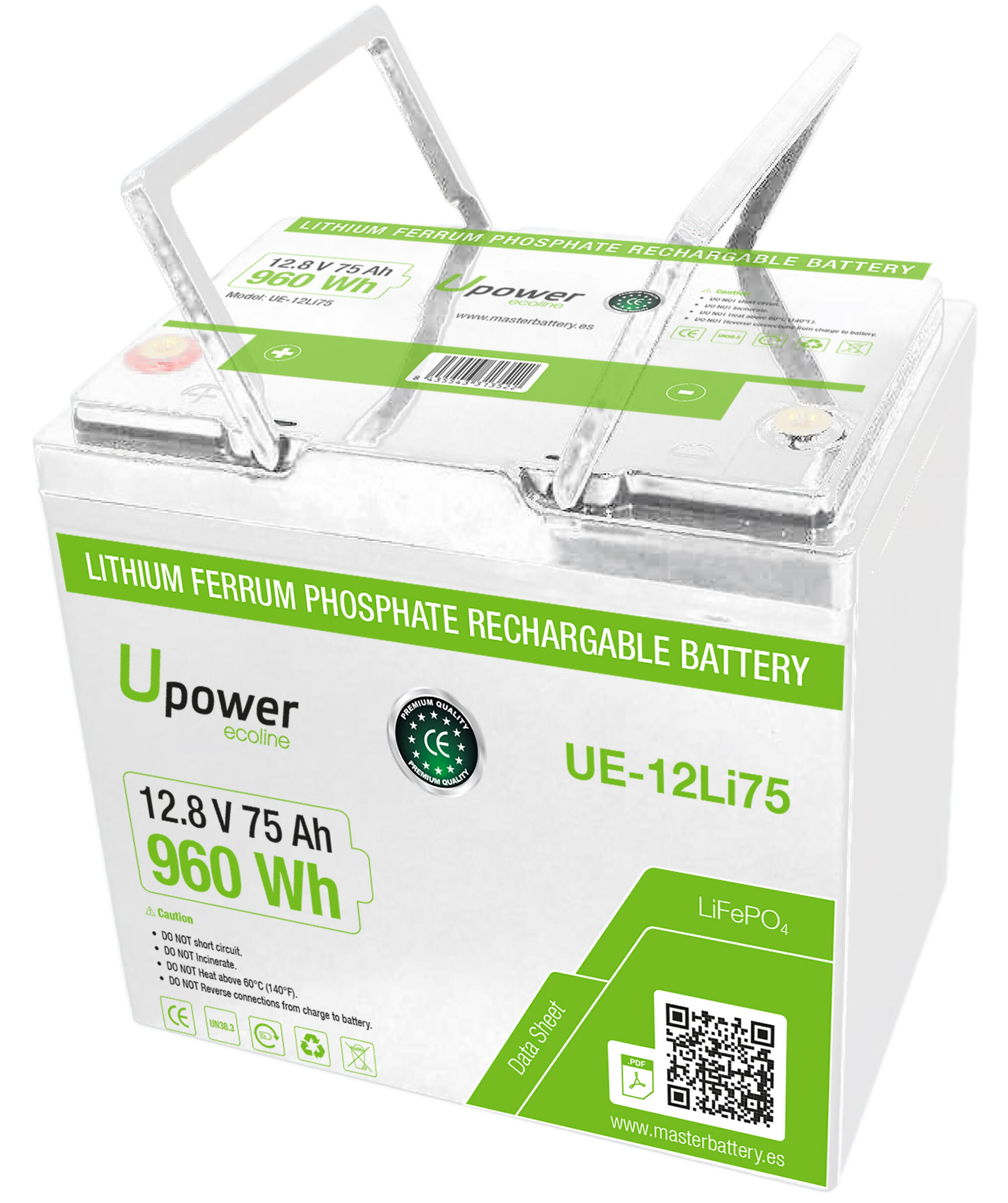 Batería solar lfp upower 75ah 12.8v