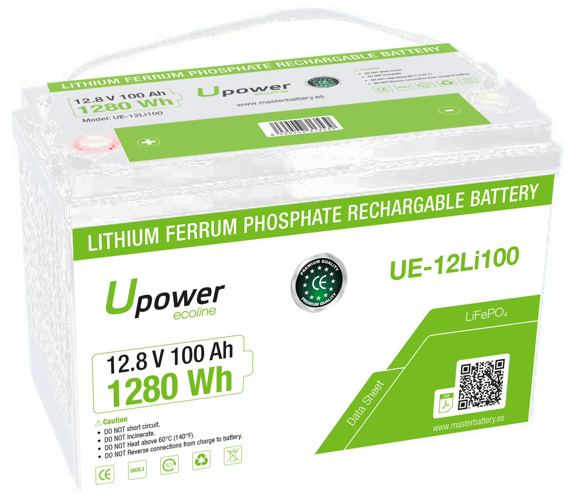 Batería solar lfp upower 100ah 12.8v