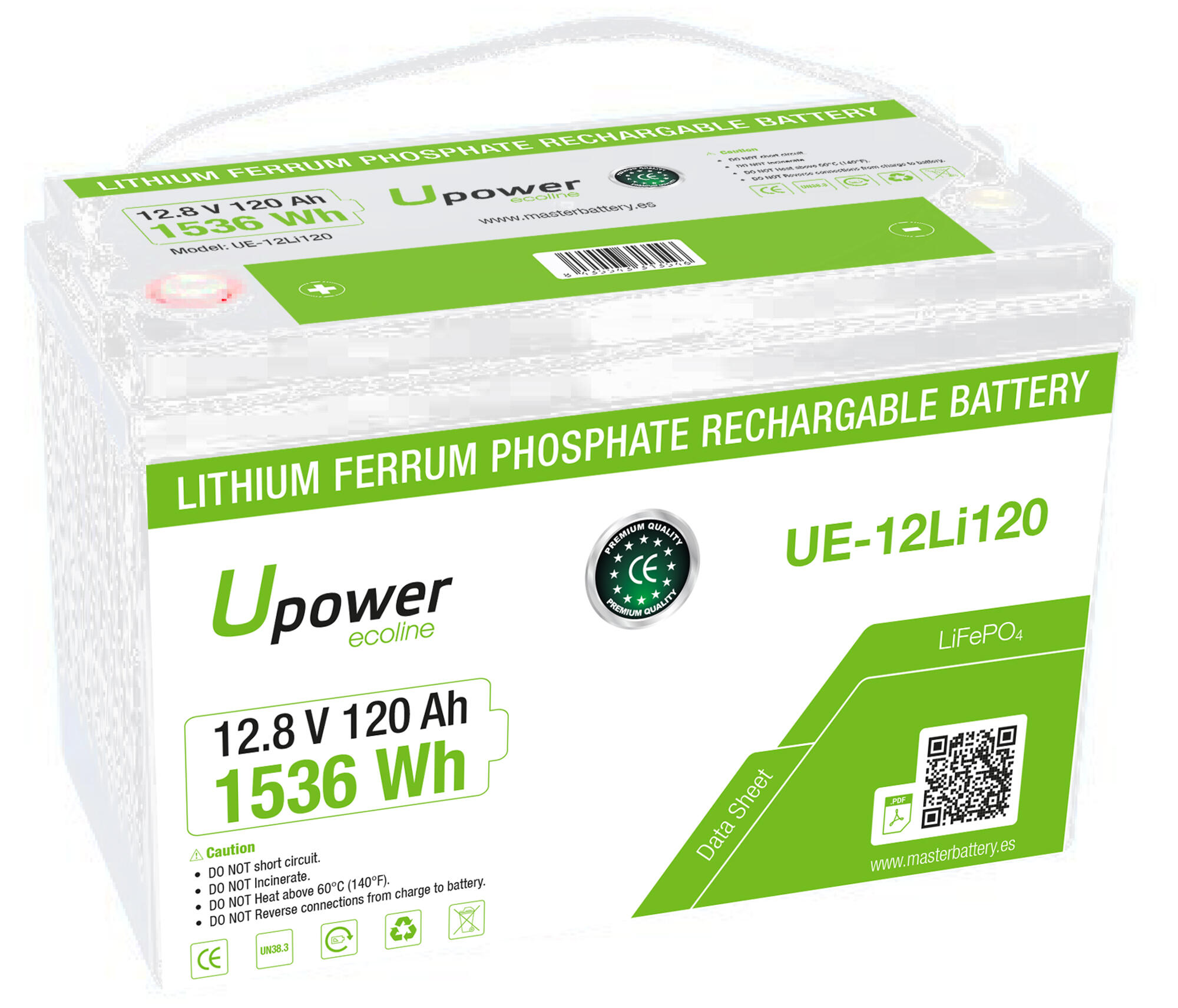Batería solar lfp upower 120ah 12.8v