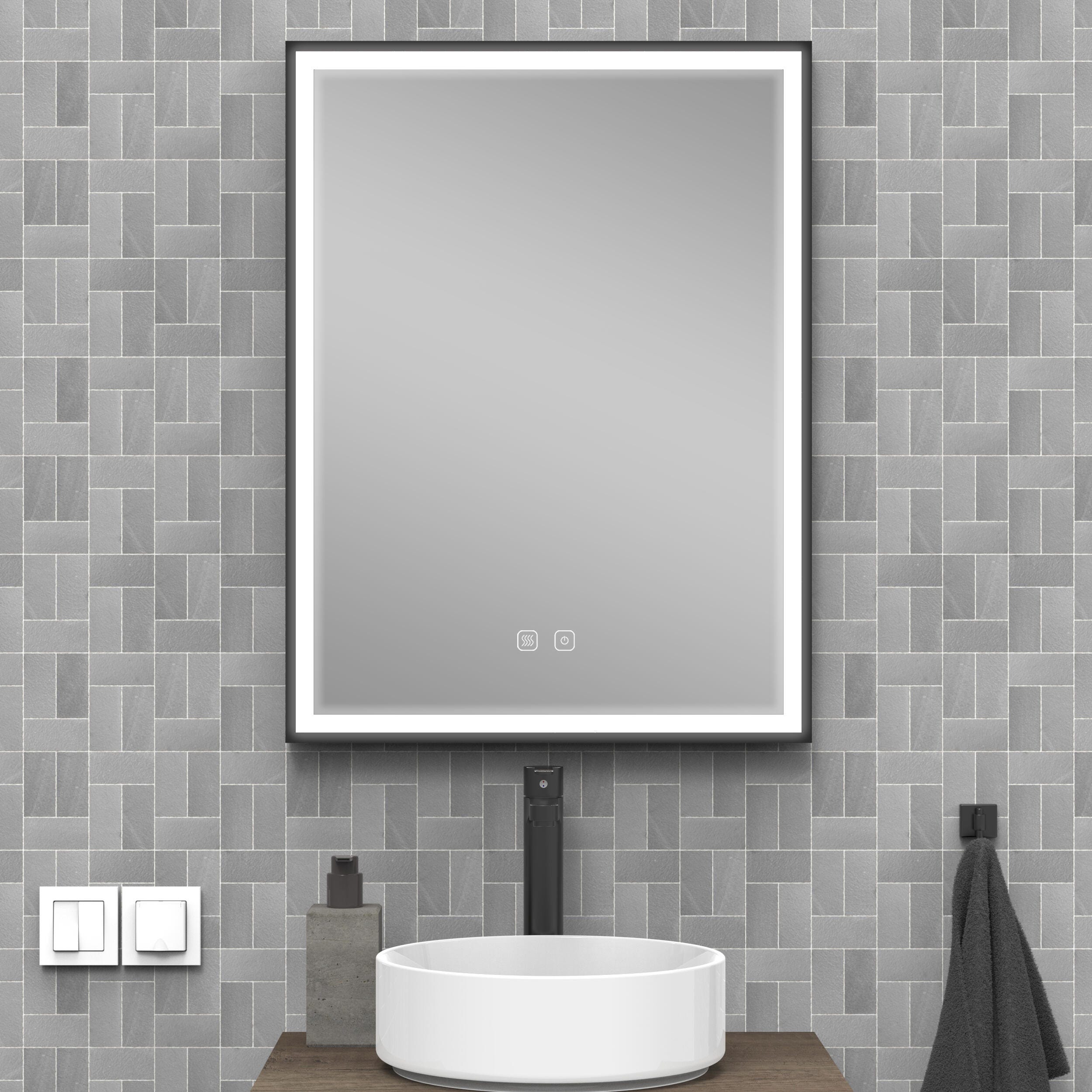 MAISON EXCLUSIVE - Espejo baño LED negro acrílico 80x8,5x37 cm