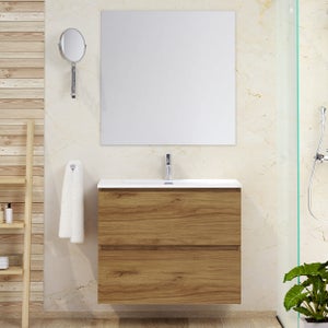 Mueble de doble lavabo suspendido de teca 120 cm - Cuarto de baño - Tikamoon