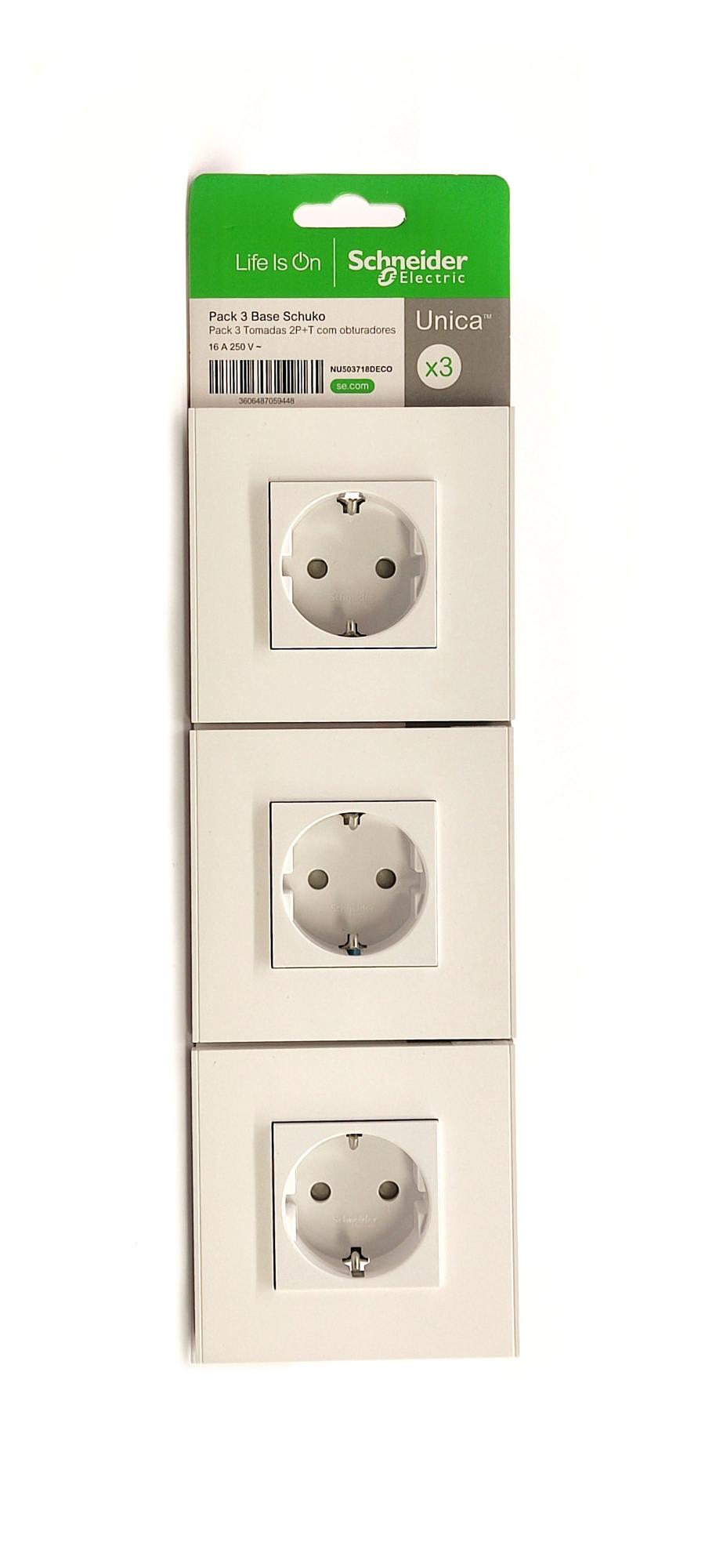 Pack de 3 enchufes schuko monoblock unica polar