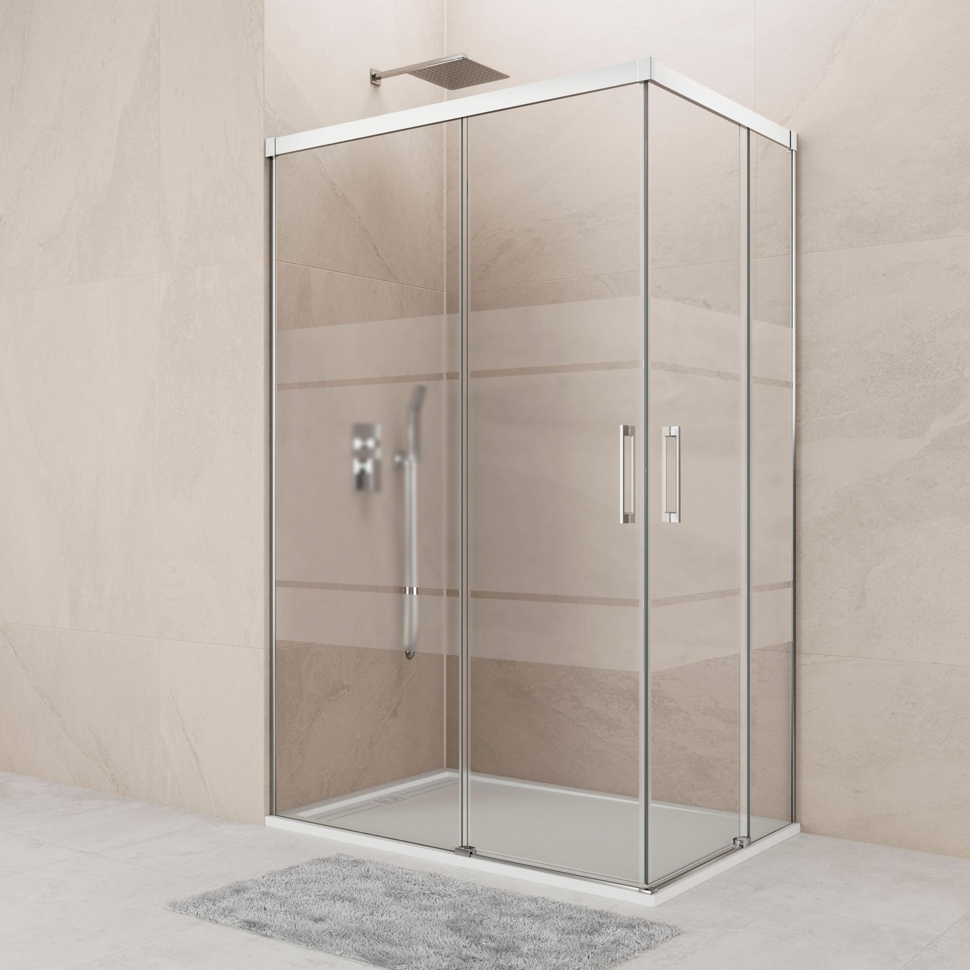 Mampara cuadrada corredera noa serigrafiado perfil cromado 75x75 cm de la marca GME Mampara cuadrada corredera noa serigrafiado perfil cromado 75x75 cm de la marca GME