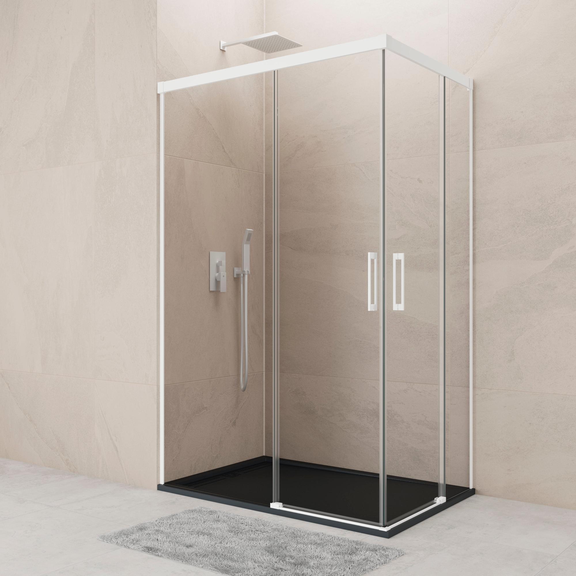 Mampara cuadrada corredera noa transparente perfil blanco 95x95 cm de la marca GME