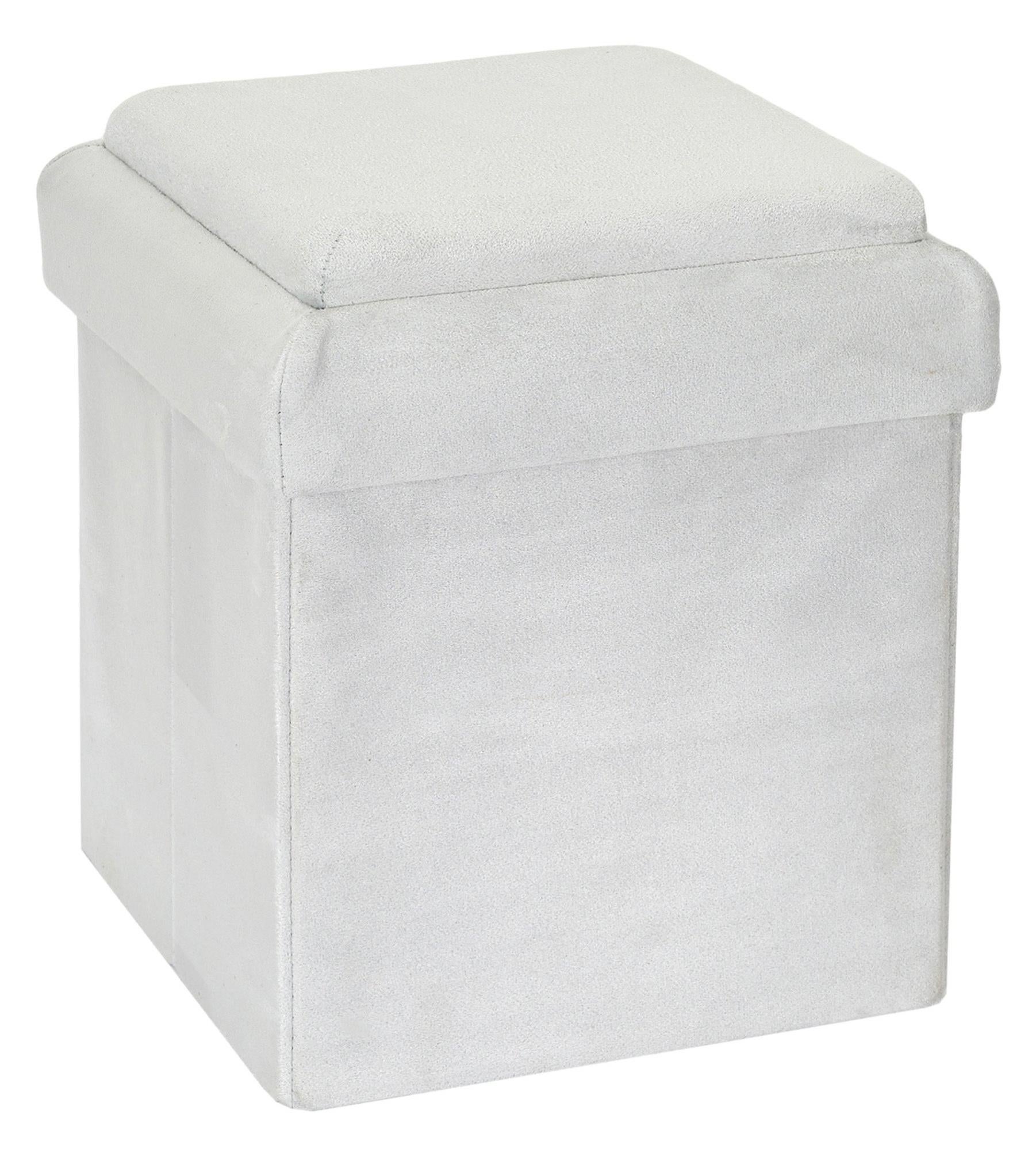 Puff plegable almacenaje cuadrado color blanco 27x38 cm (anchoxalto)