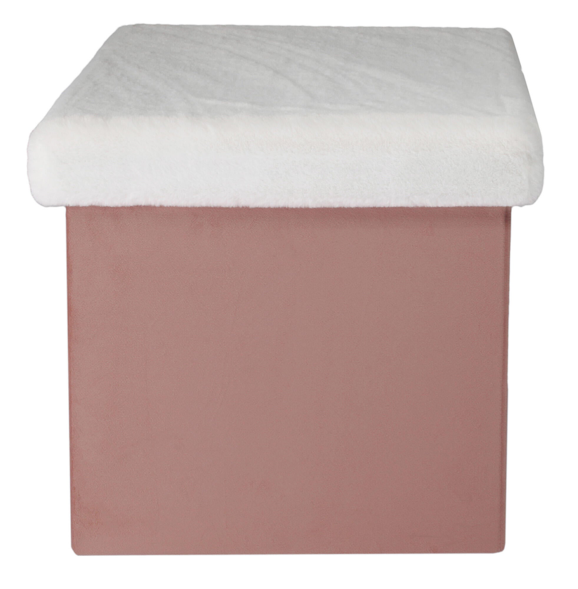 Puff plegable almacenaje cuadrado color rosa 38x38 cm (anchoxalto)