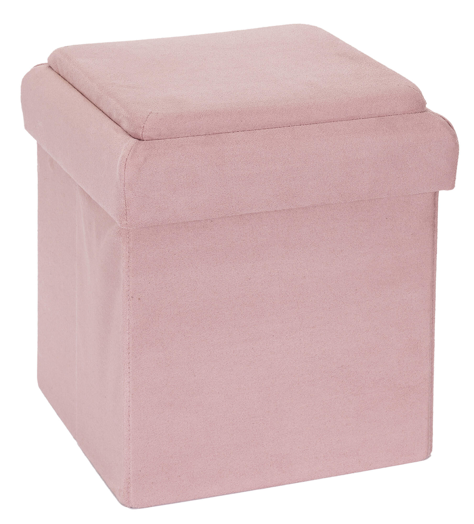 Puf almacenaje terciopelo rosa 2 tonos banda acero dorad.7 Ø37x43 Mod. 49414