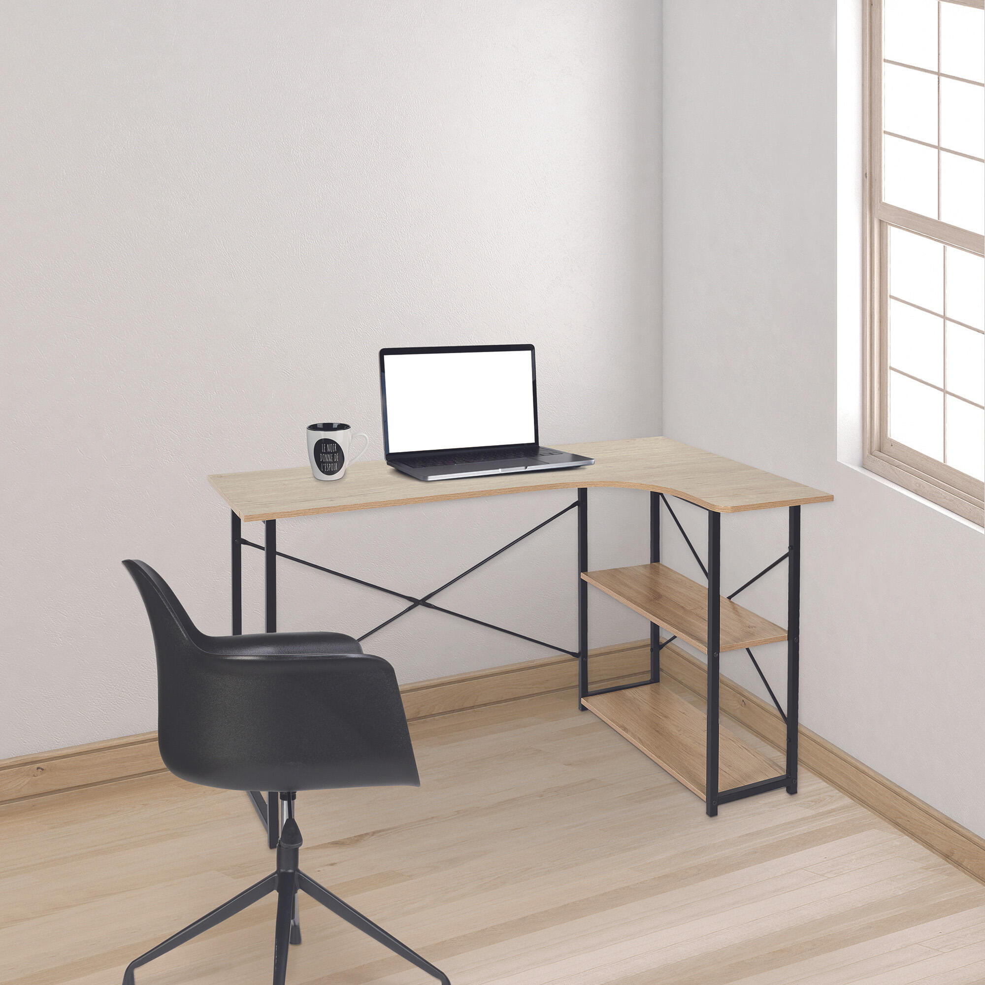 Mesa de escritorio de mdf color negro de 74x74x120cm