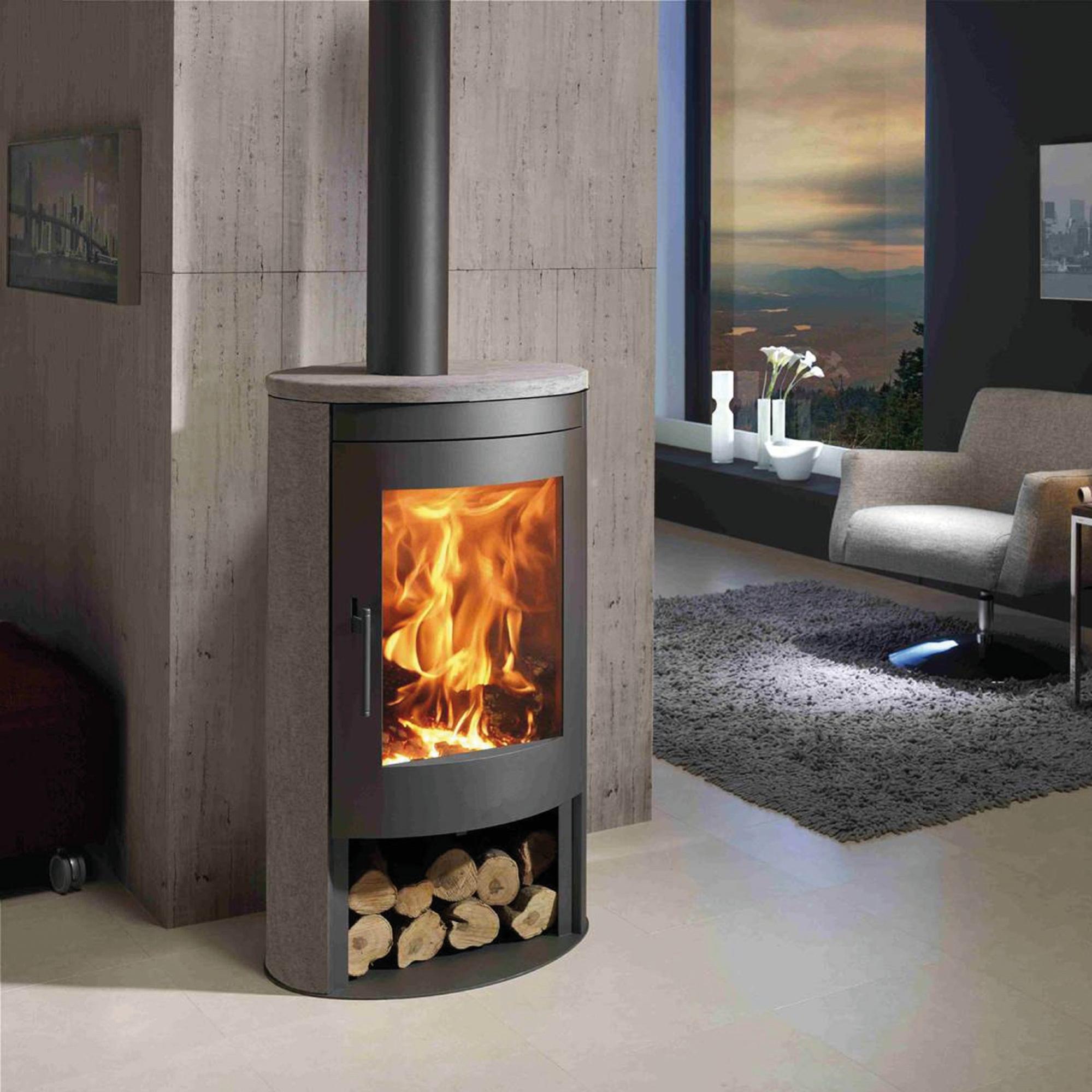 Estufa de leña oval reacondicionada 8.7 kw