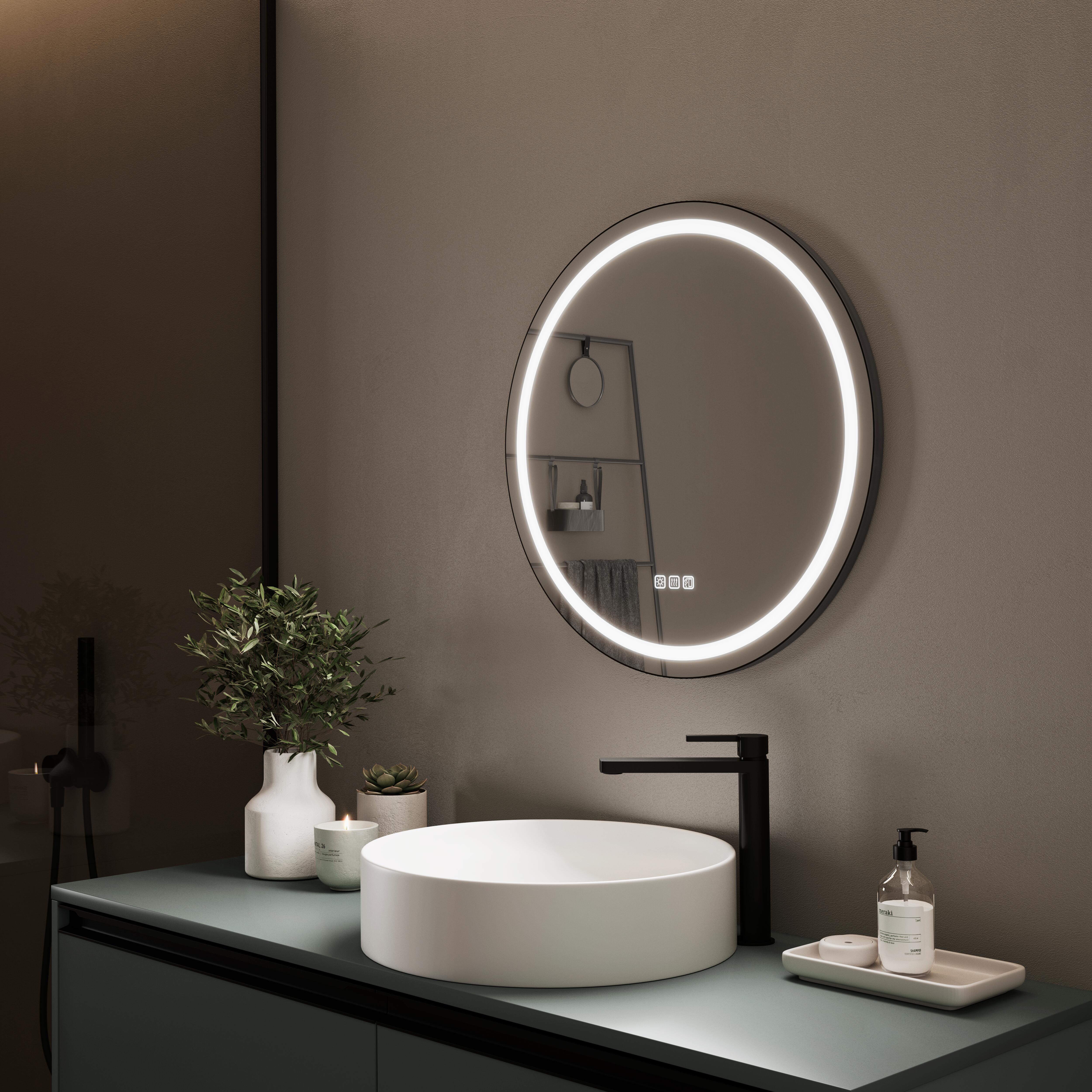 Espejo de baño con luz led slim antivaho, táctil altavoz, bluetooth 60x60 cm