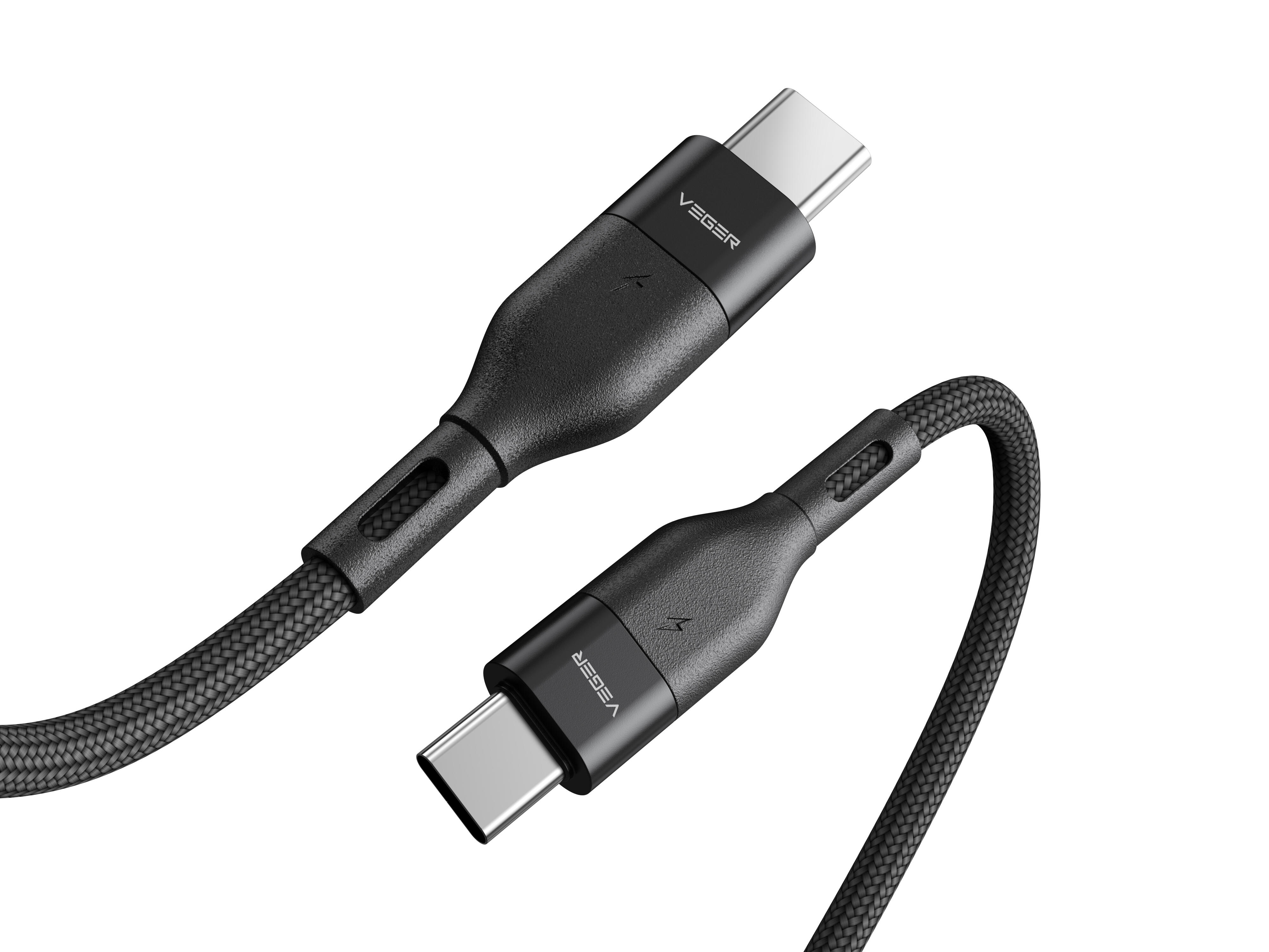 Cable usb tipo c-usb tipo c 3a veger 1.2m negro