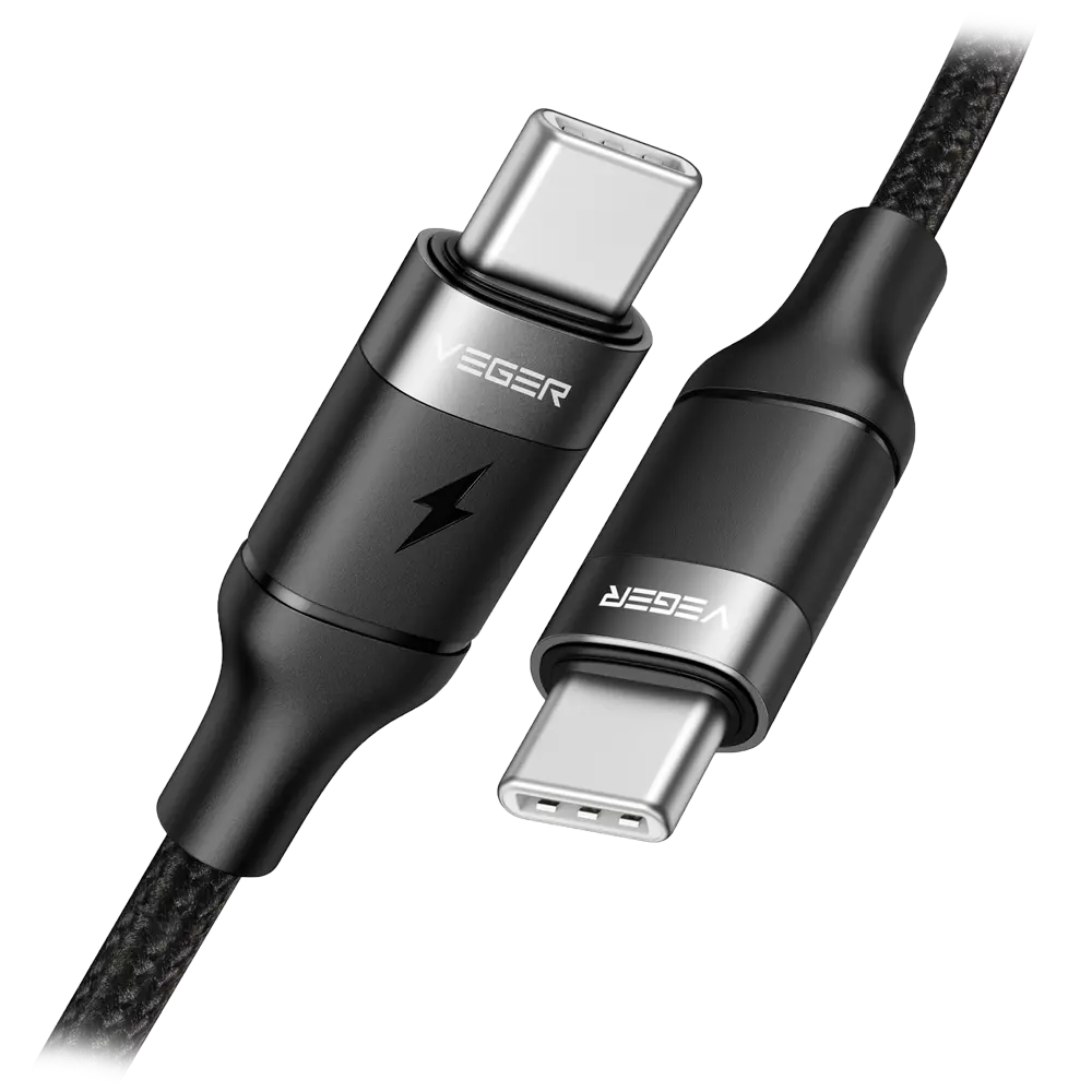 Cable usb tipo c-usb tipo c 5a 100w veger 1.5m negro