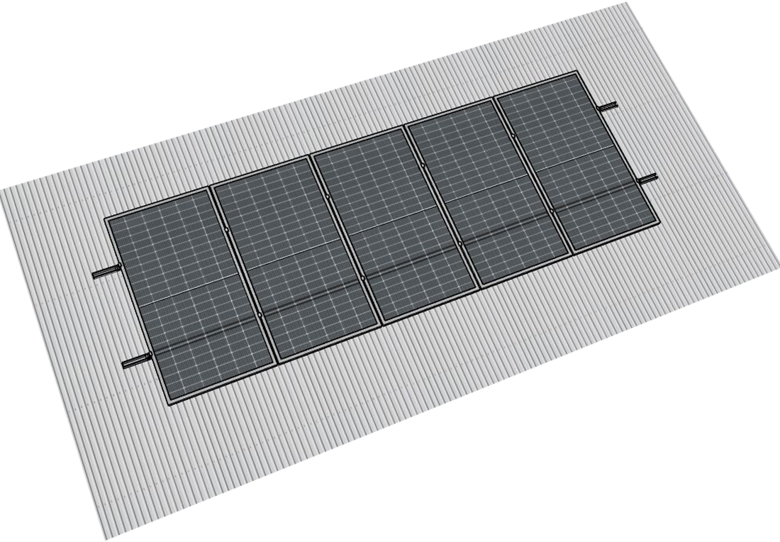 Estructura falcat coplanar para 5 paneles solares