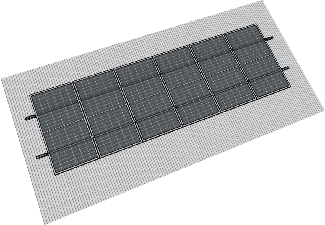 Estructura falcat coplanar para 6 paneles solares