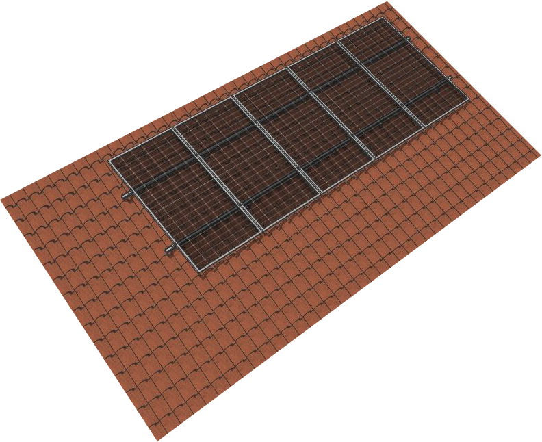 Estructura falcat coplanar varilla 5 paneles solares