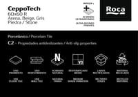 Suelo/Azulejo porcelánico Ceppotech efecto cemento arena 60.5x60cm C2 ...